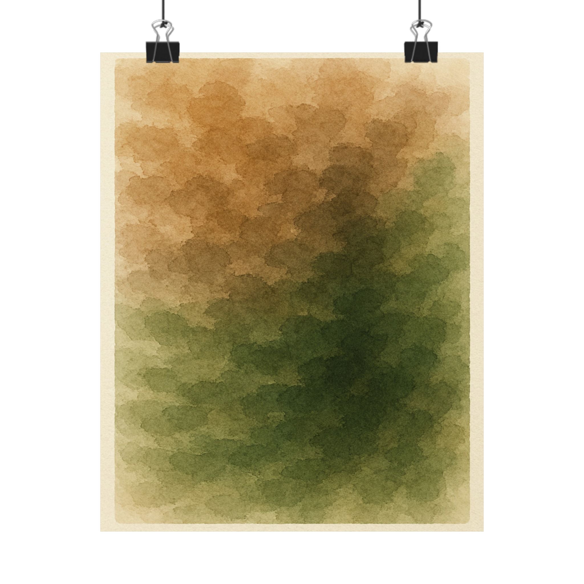 Abstract Print - Brown Green Watercolor