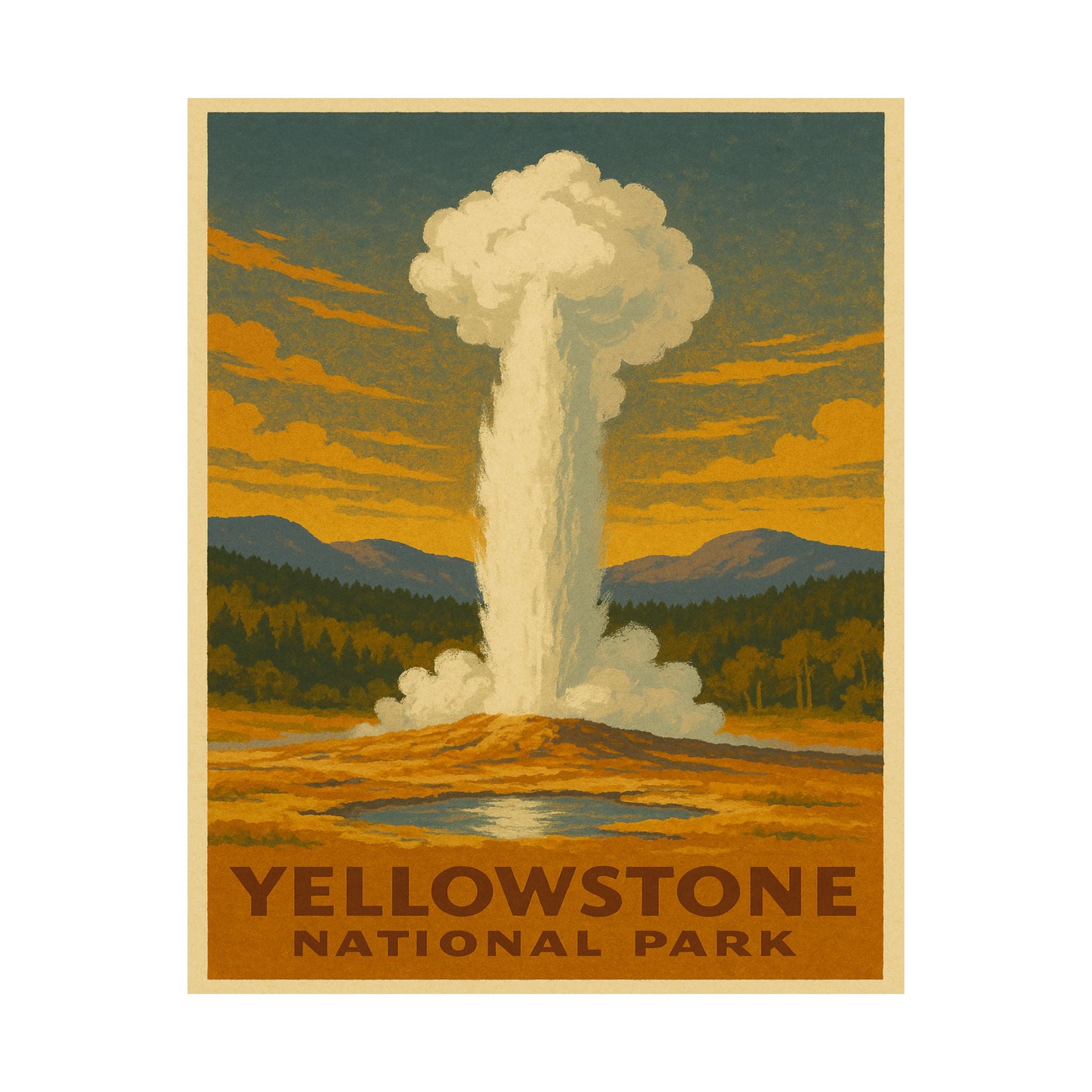 Vertical Print - Yellowstone National Park - Old Faithful