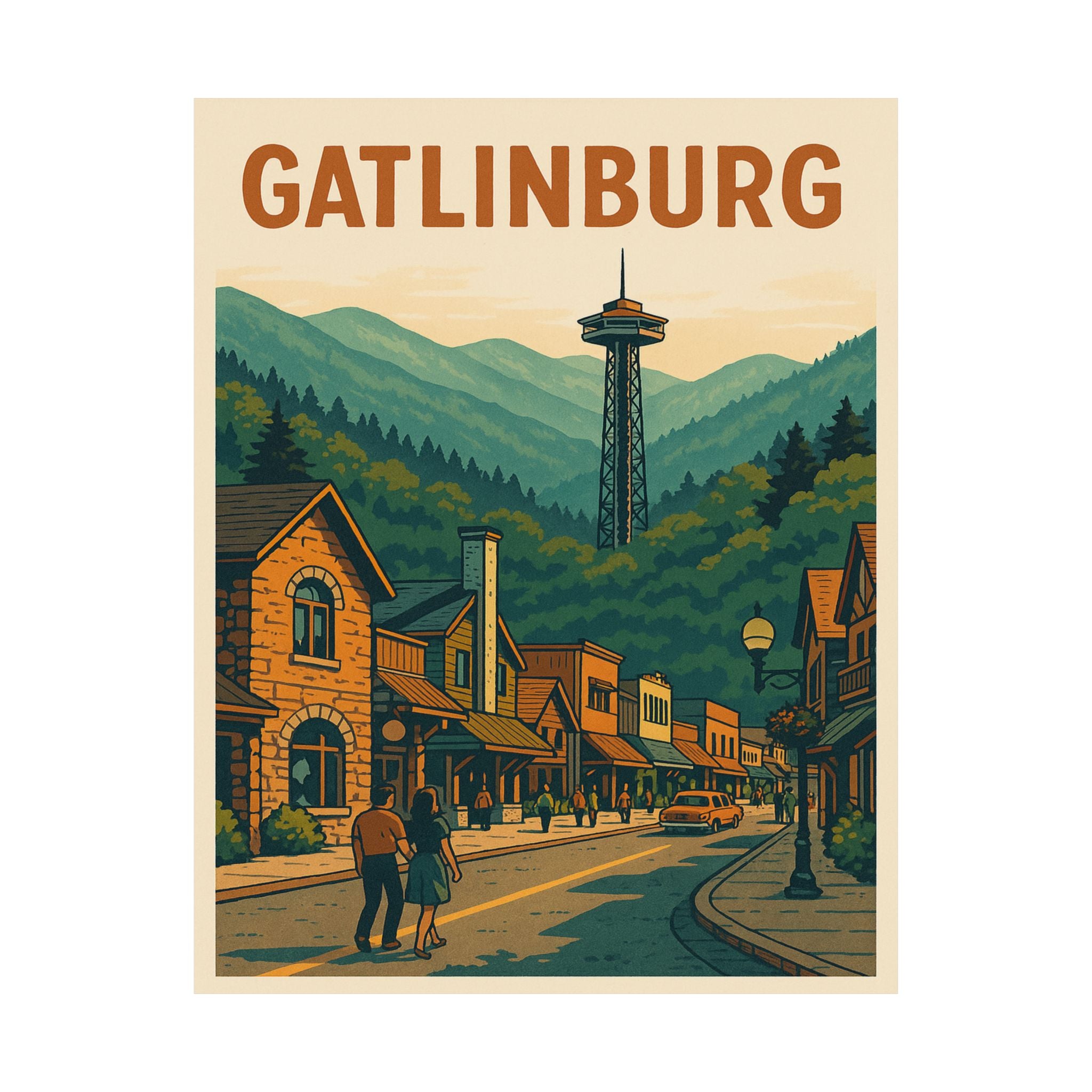 Cityscape Print - Gatlinburg Tennessee