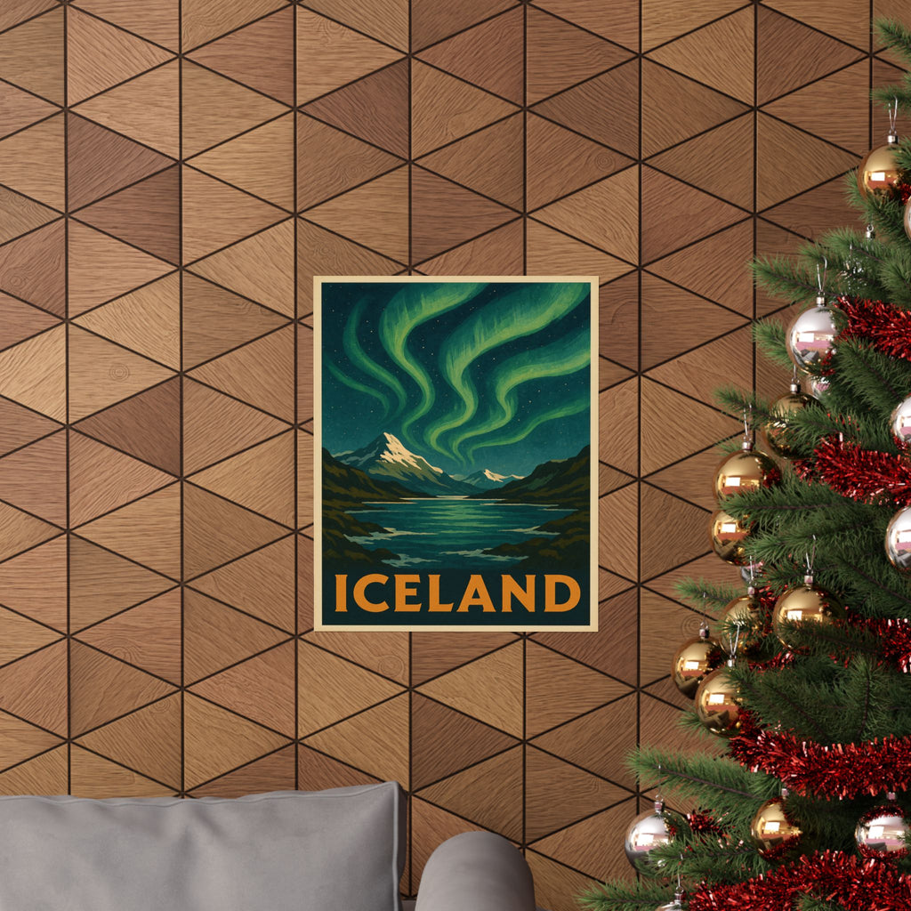 Cityscape Print - Iceland Northern Lights