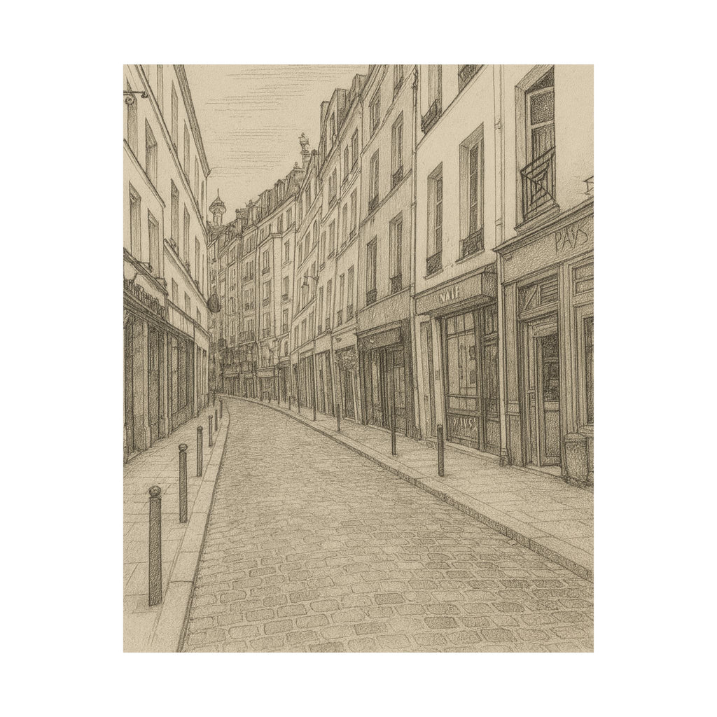 Cityscape Print - Paris Streets Sketch