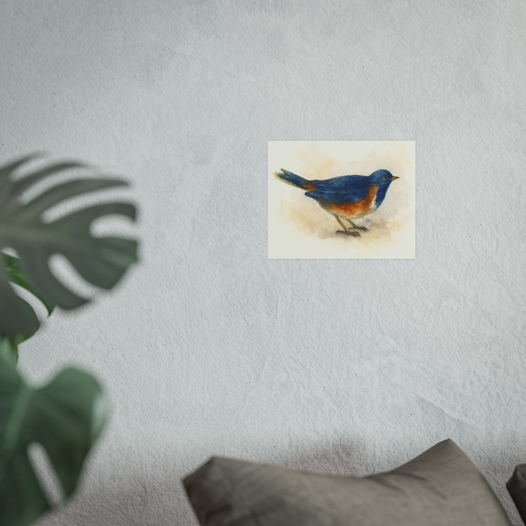 Wildlife Print - Watercolor Bird Blue/Orange