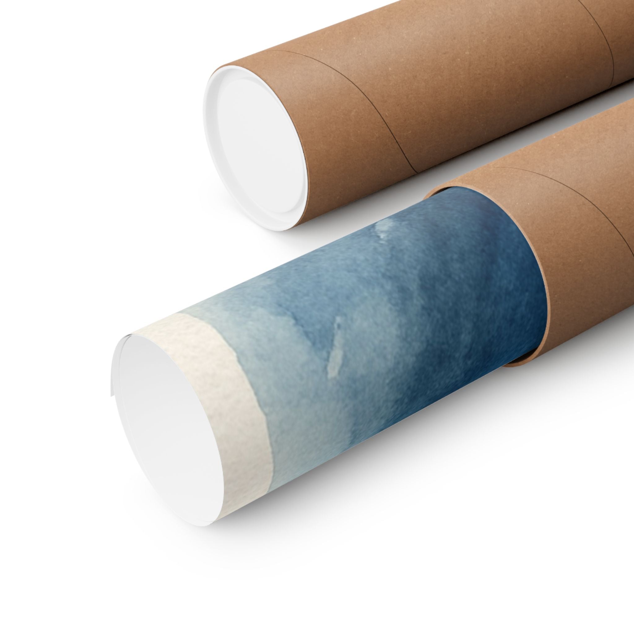 Abstract Print - Blue Wave Watercolor