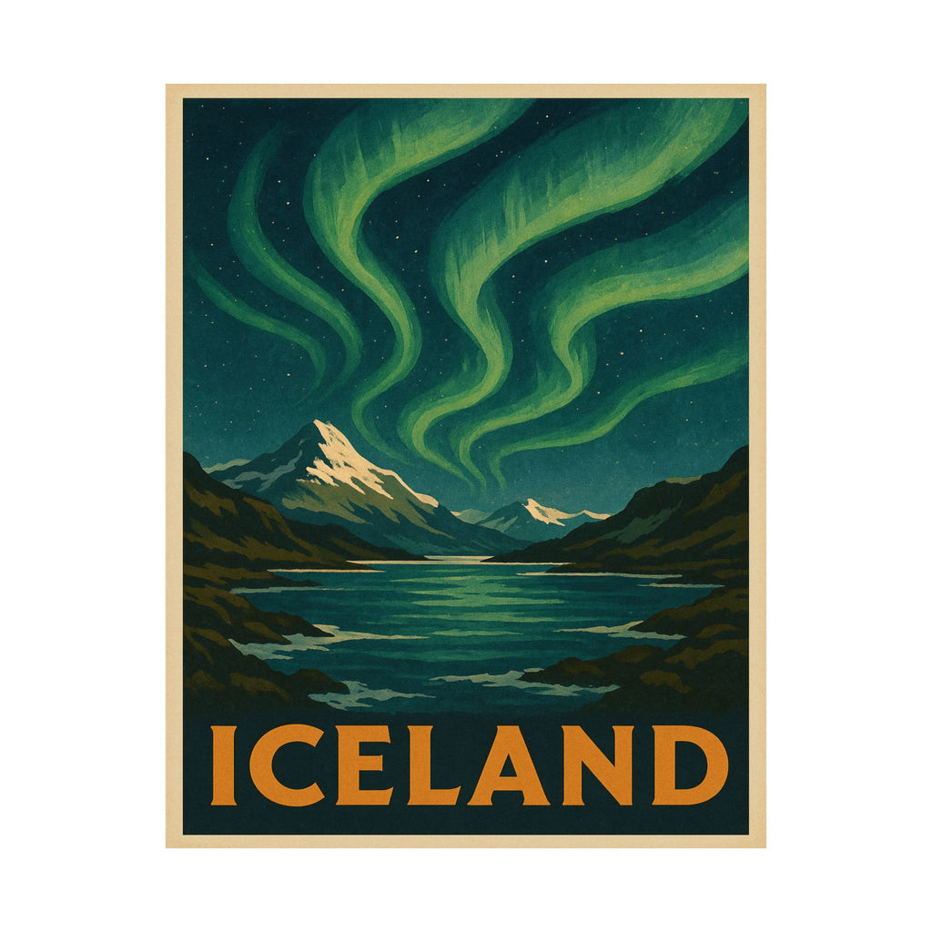 Cityscape Print - Iceland Northern Lights