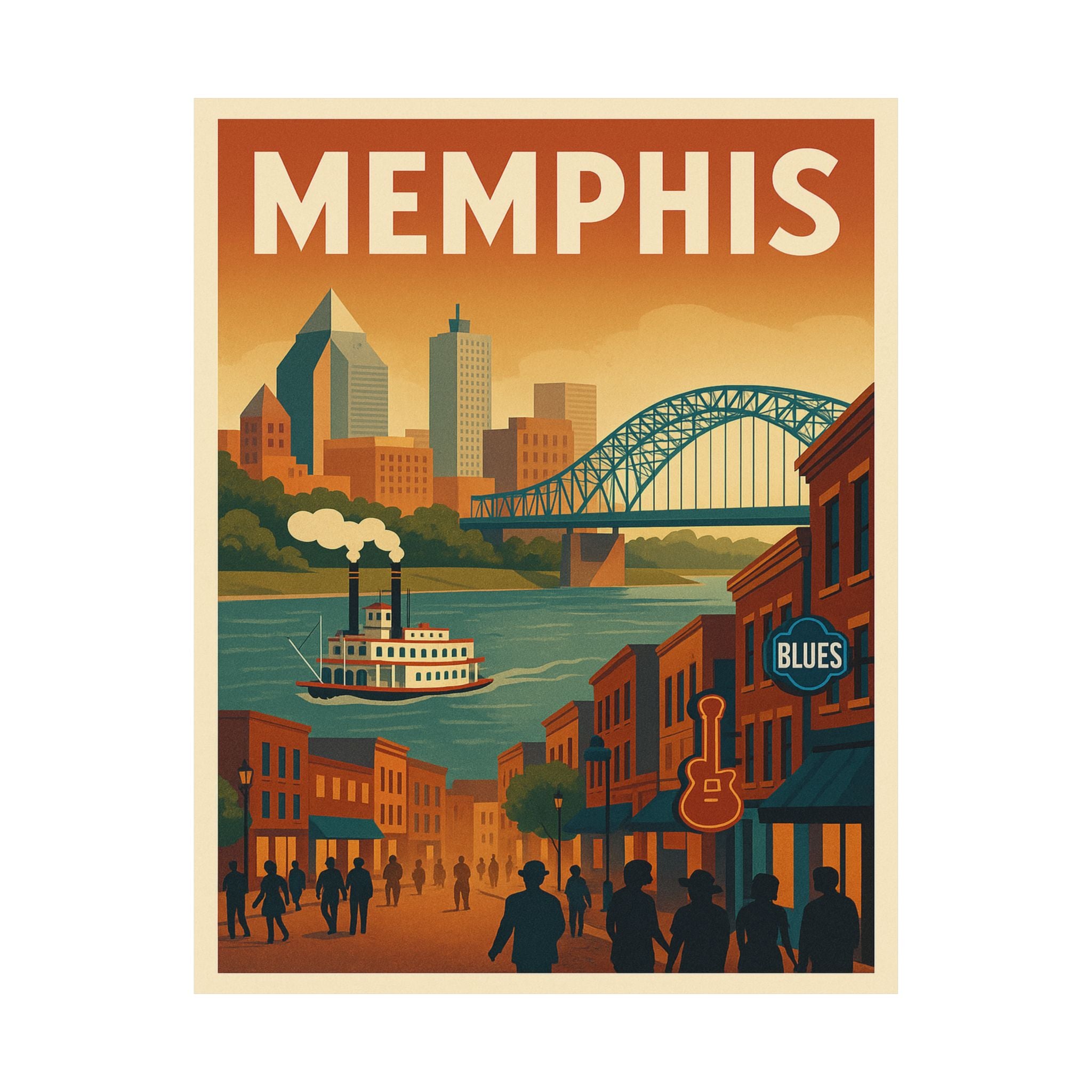 Cityscape Print - Memphis Riverboat