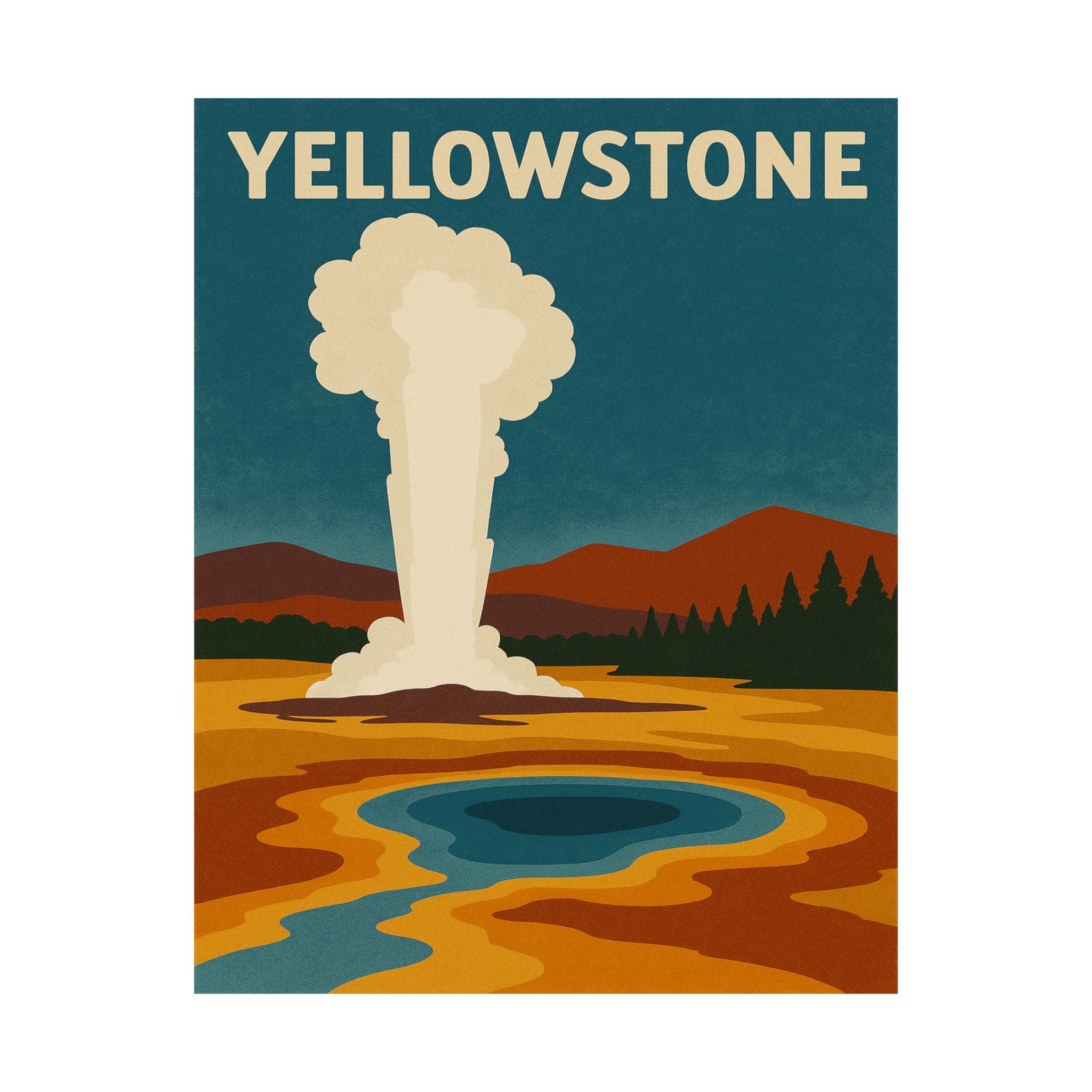 Vertical Print - Yellowstone National Park Prismatic Lake/Old Faithful