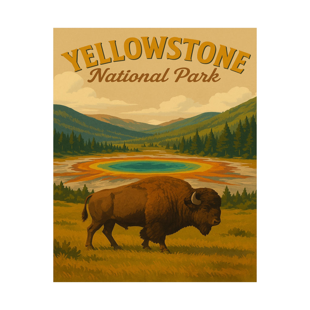 Vertical Print - Yellowstone National Park - Prismatic Lake Bison