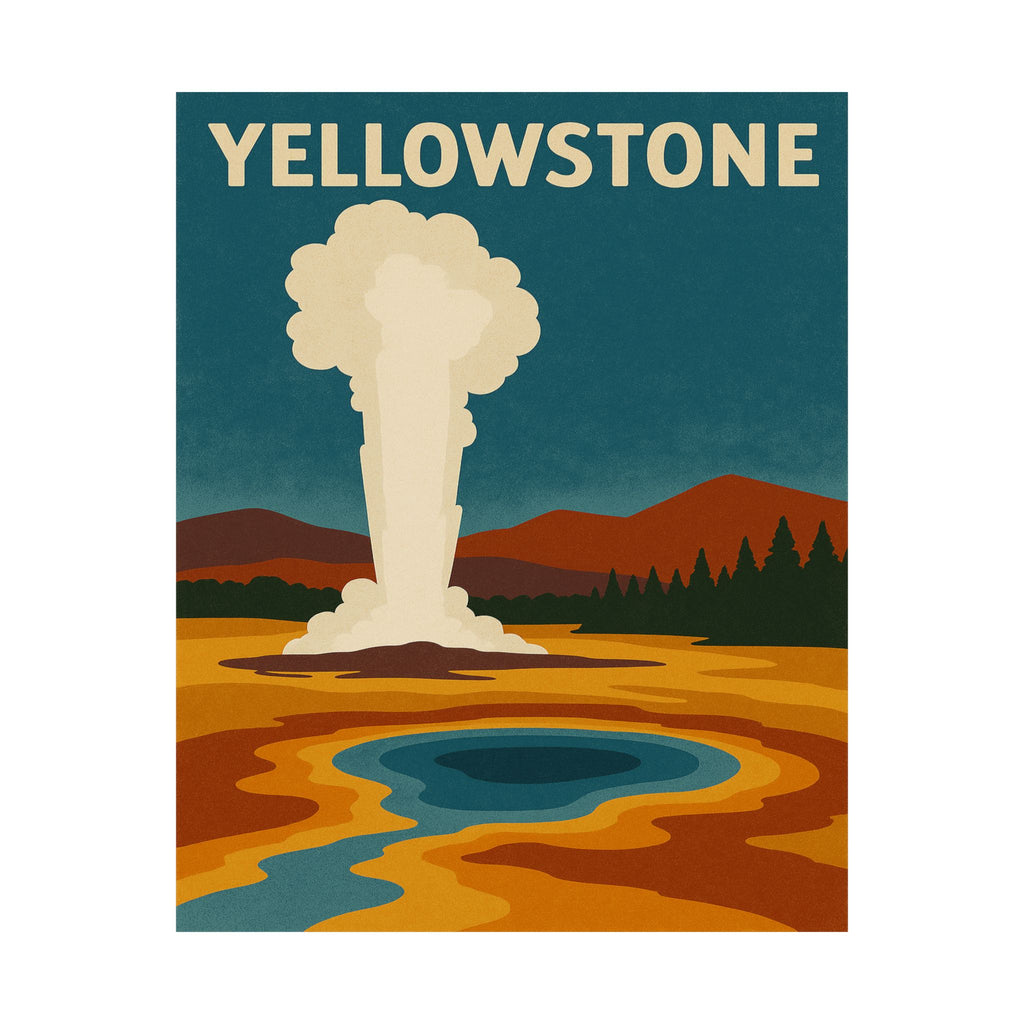 Vertical Print - Yellowstone National Park Prismatic Lake/Old Faithful