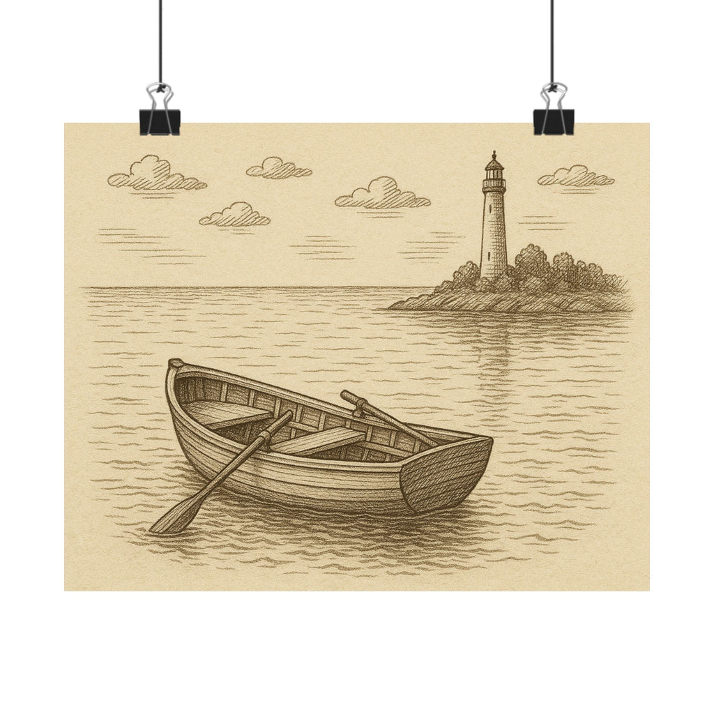 Nature Print - Boat and Lighthouse