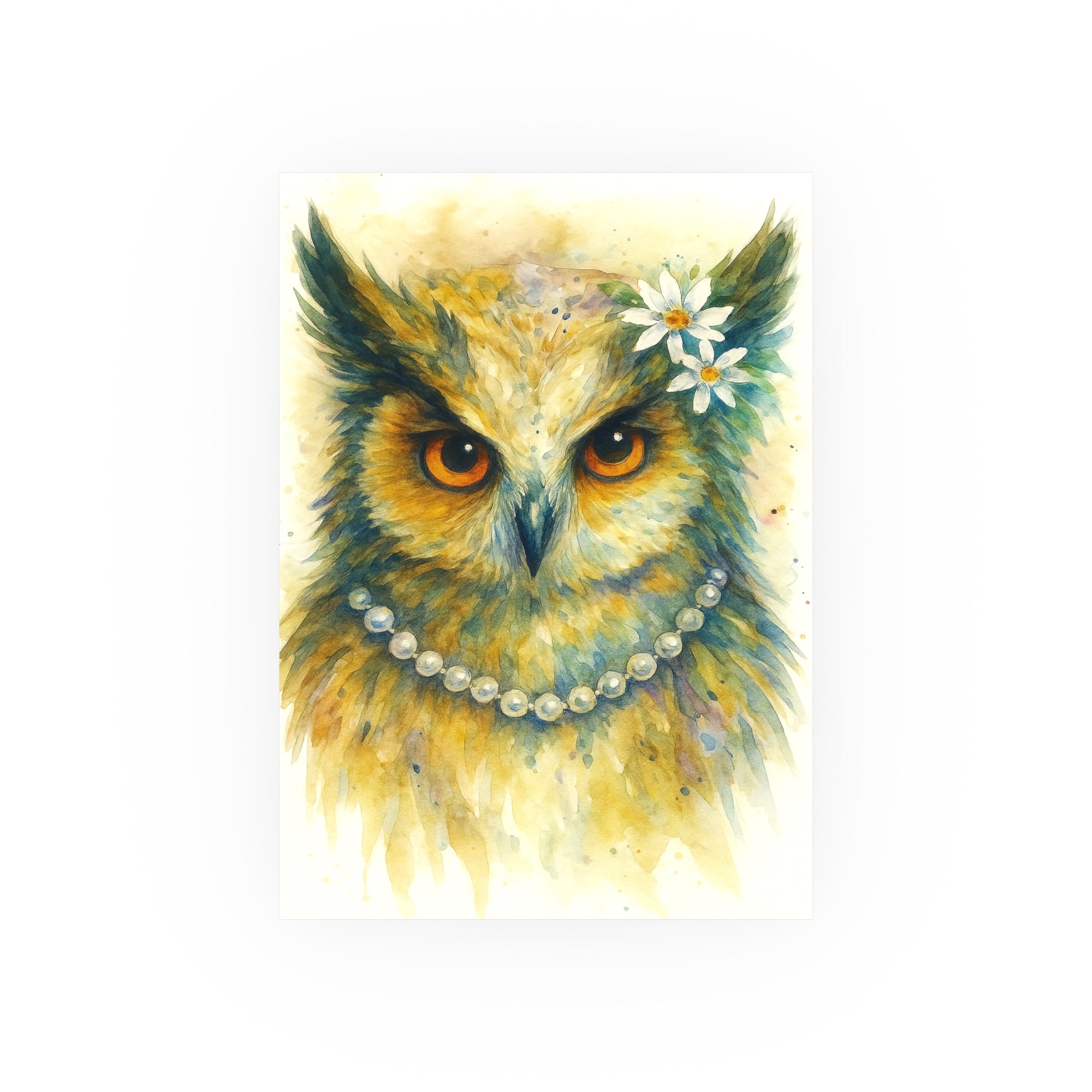 Wildlife Print - Owl with Pearls