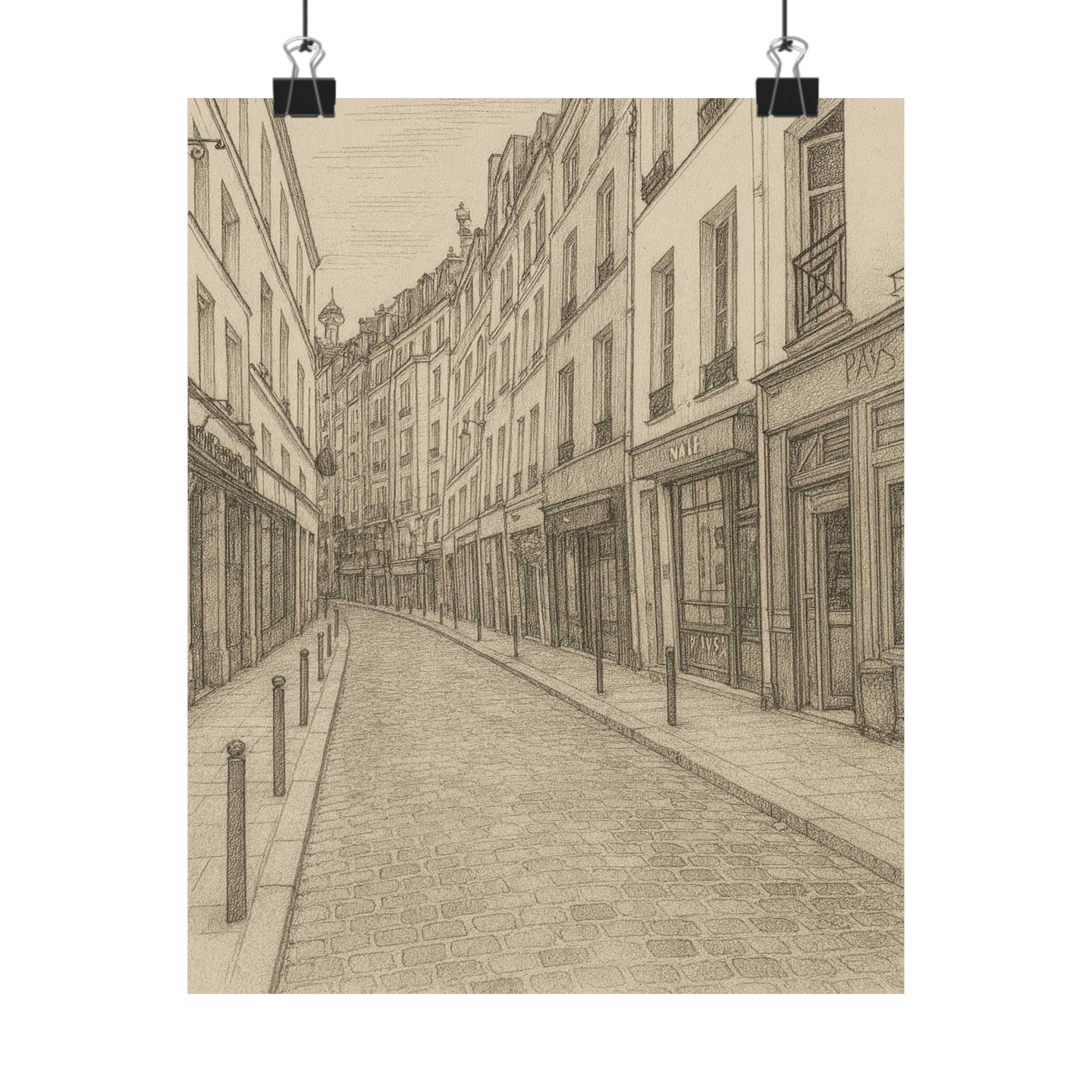Cityscape Print - Paris Streets Sketch