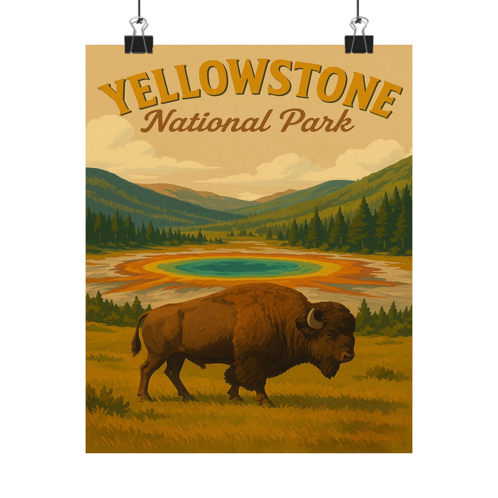 Vertical Print - Yellowstone National Park - Prismatic Lake Bison