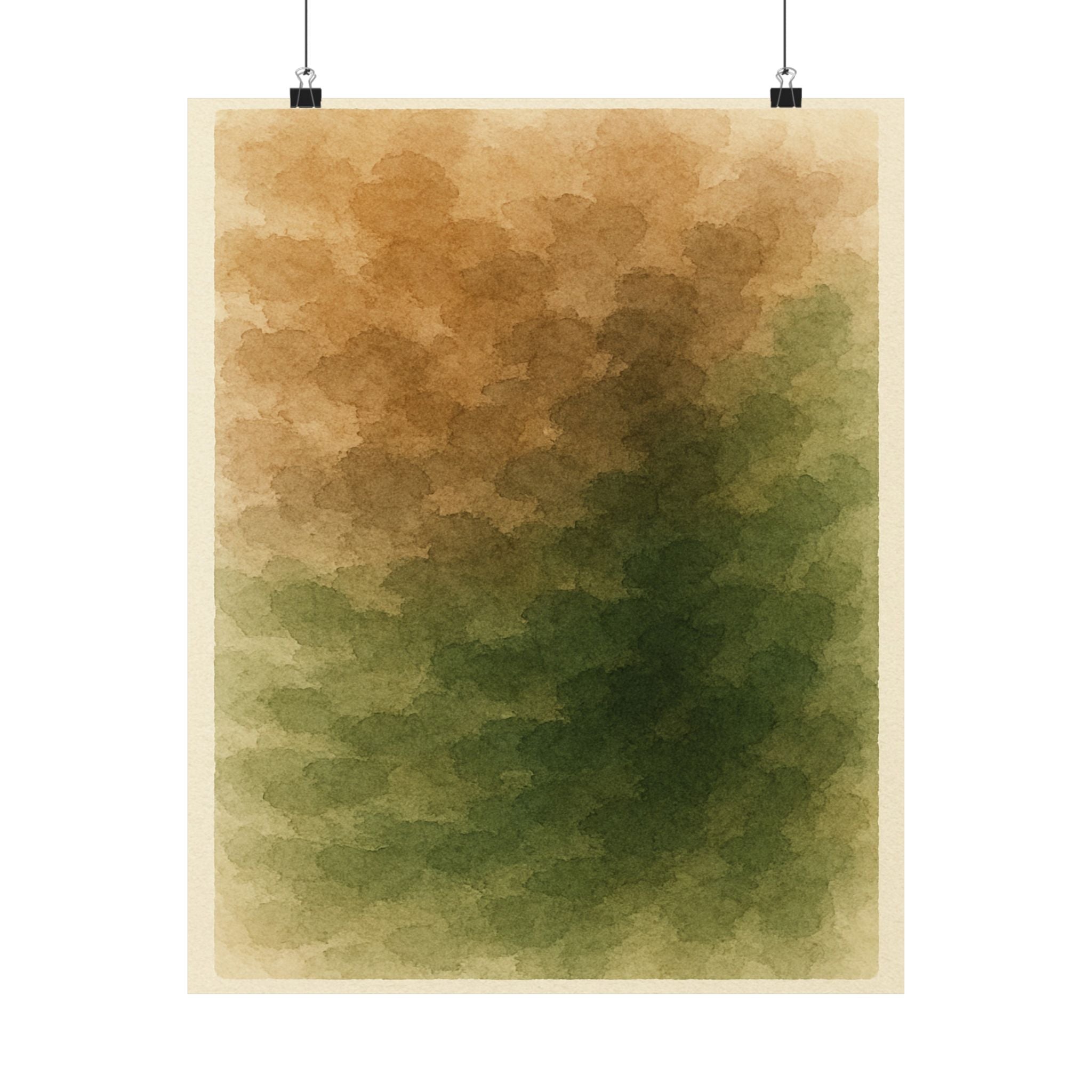 Abstract Print - Brown Green Watercolor