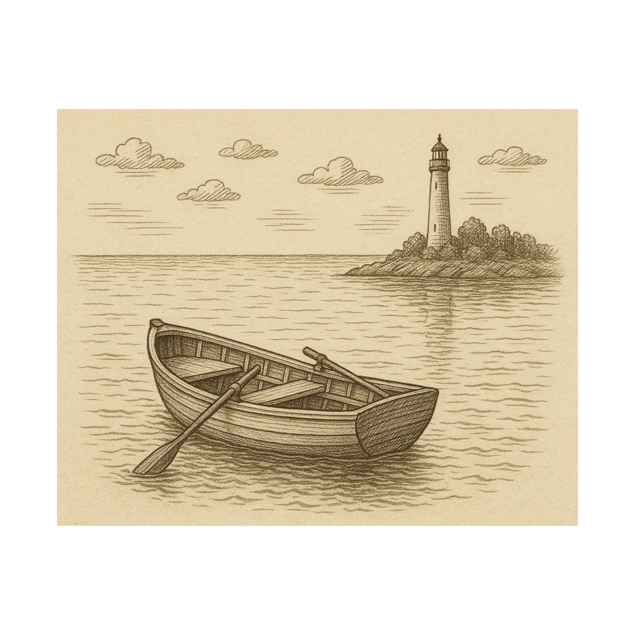 Nature Print - Boat and Lighthouse