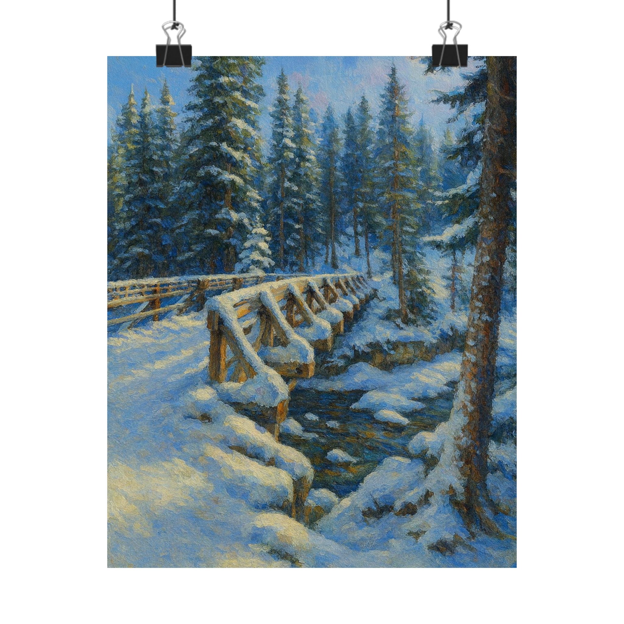 Nature Print Snowy Bridge