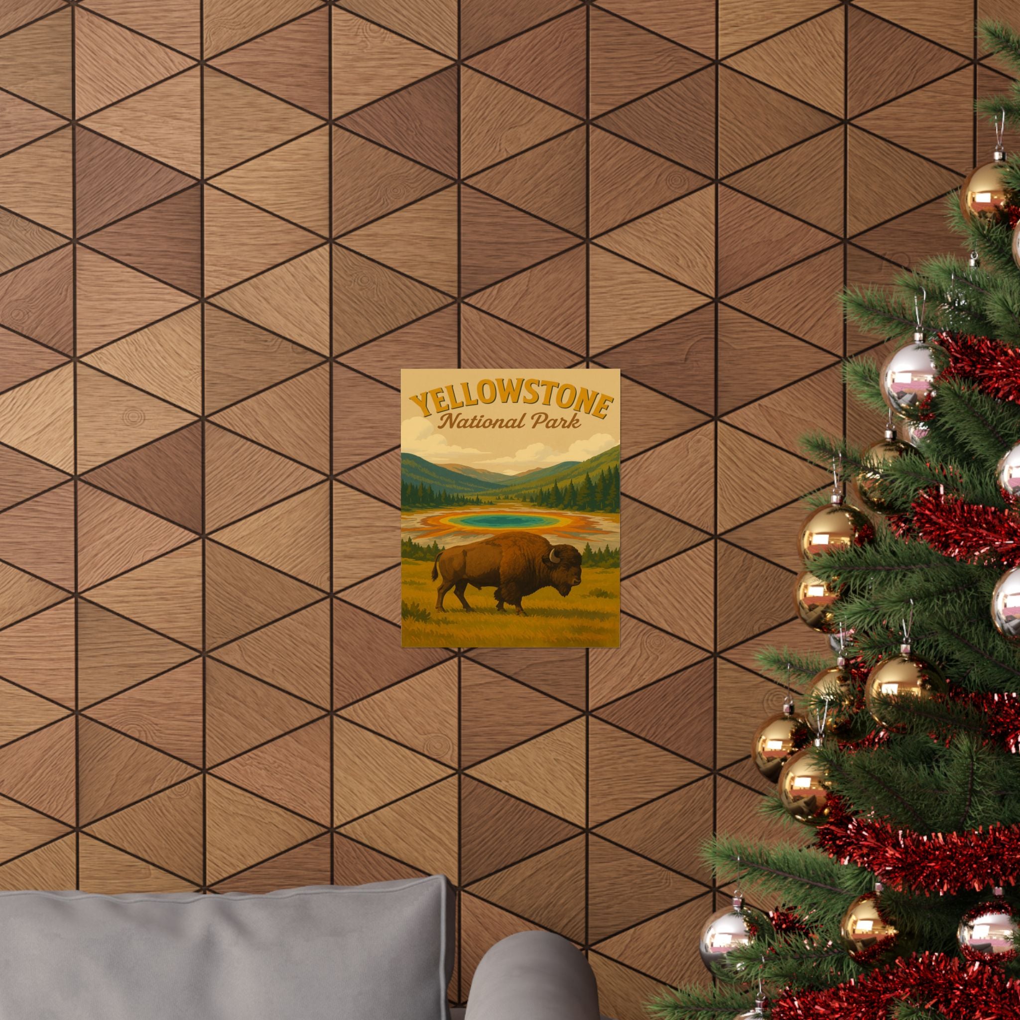 Vertical Print - Yellowstone National Park - Prismatic Lake Bison