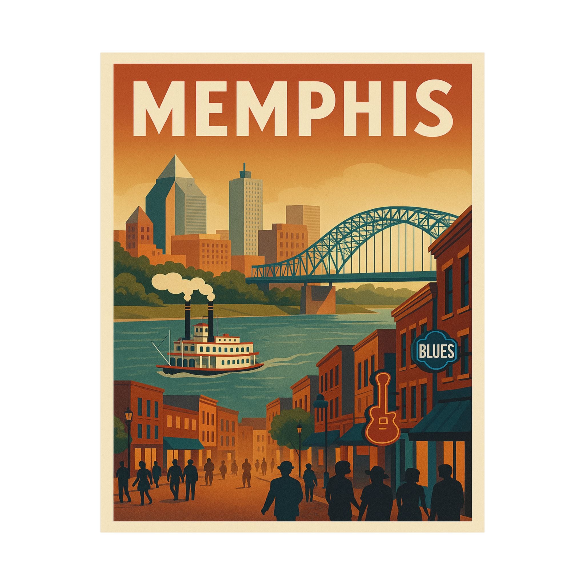 Cityscape Print - Memphis Riverboat