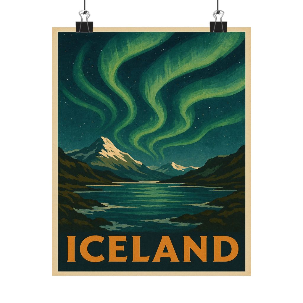 Cityscape Print - Iceland Northern Lights