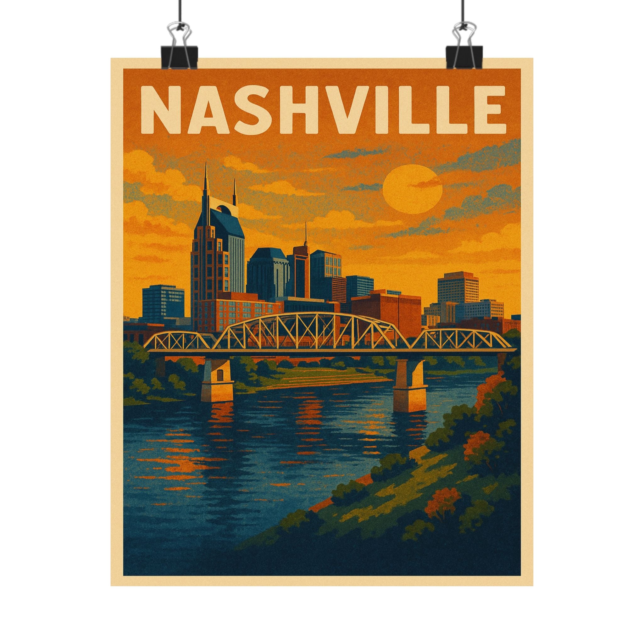 Cityscape Print - Vintage Nashville