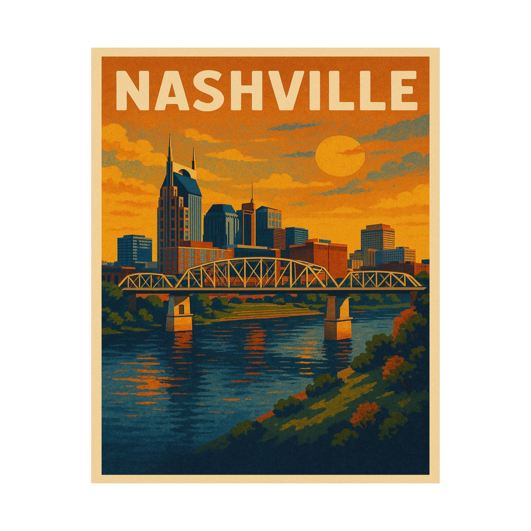 Cityscape Print - Vintage Nashville