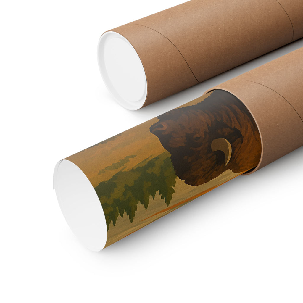 Vertical Print - Yellowstone National Park - Prismatic Lake Bison