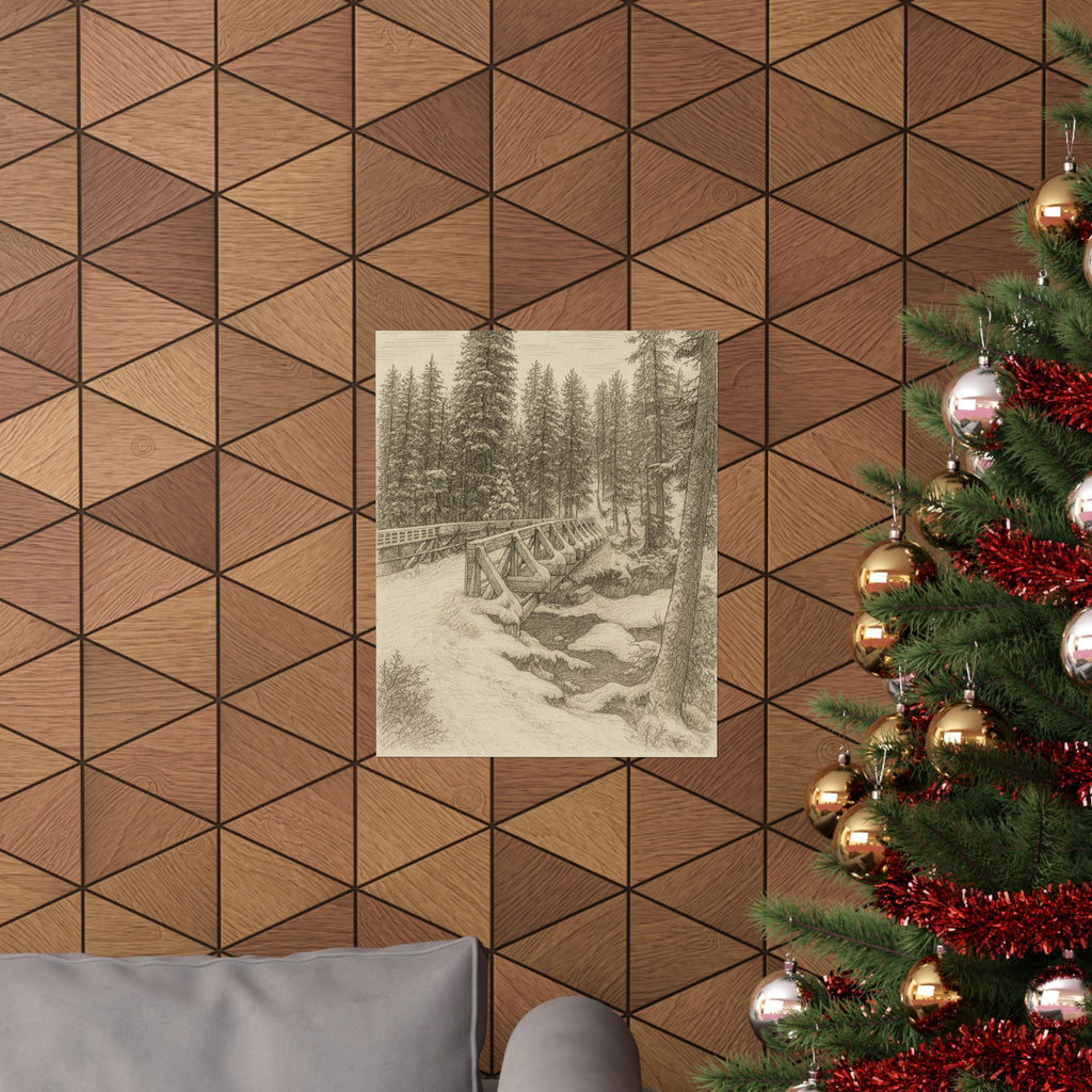 Nature Print - Snowy Bridge Sketch