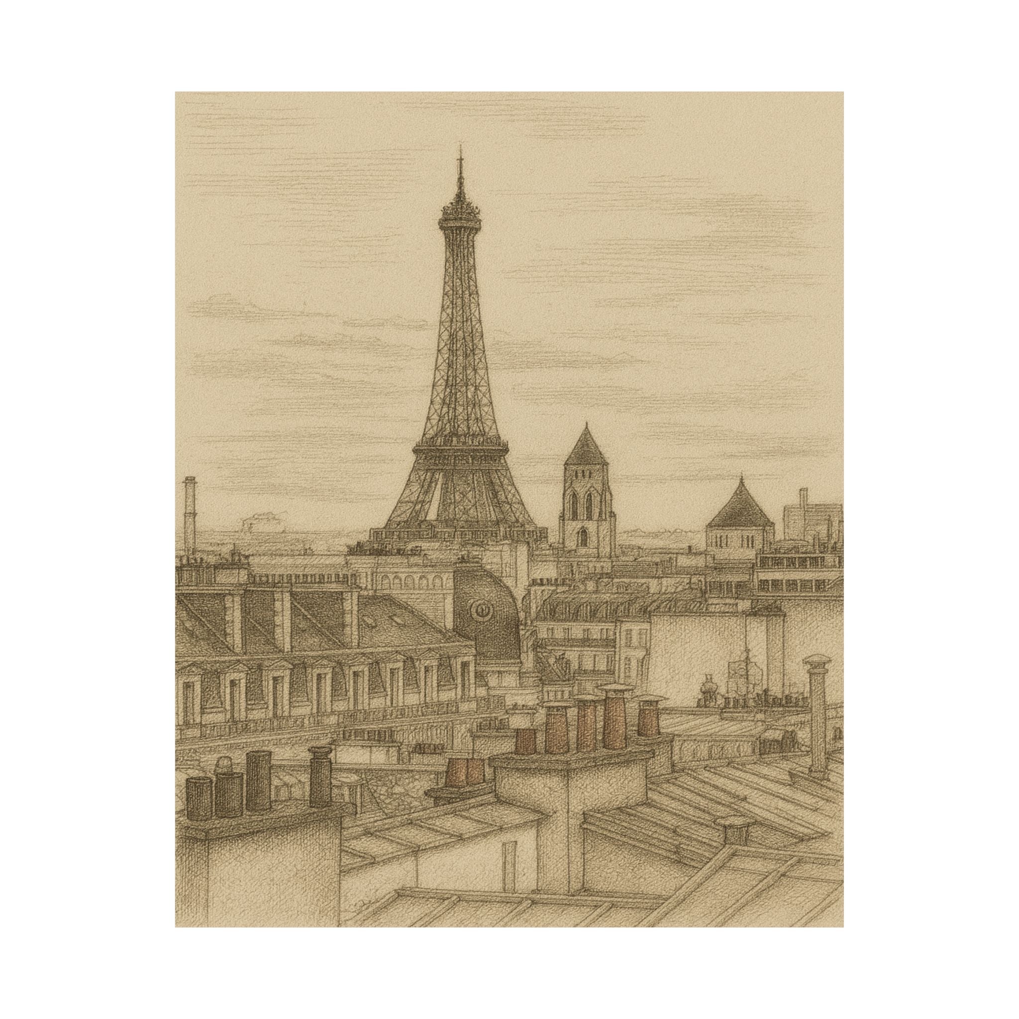 Cityscape Print - Eiffel Tower Sketch