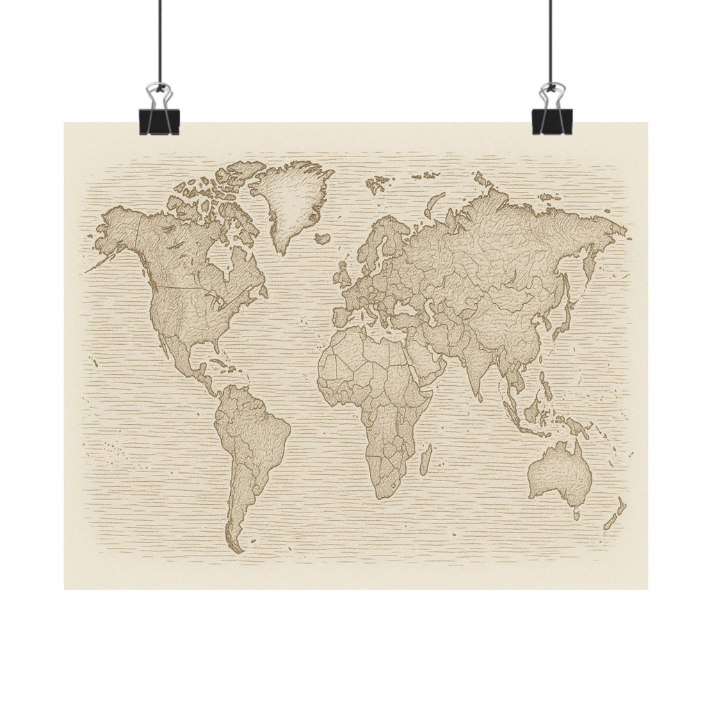 Cityscape Print - World Map Sketch