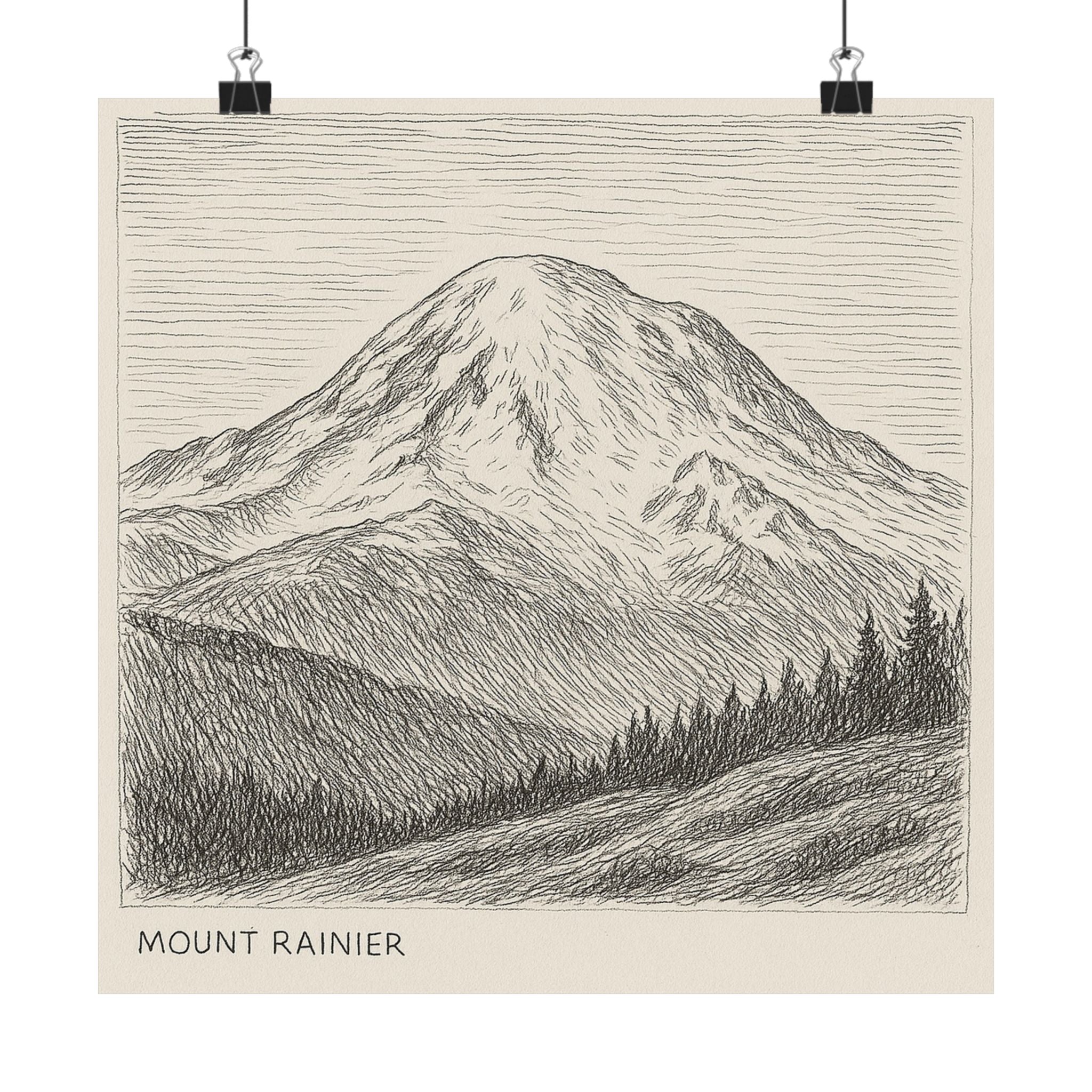 Nature Print - Mount Rainier Sketch