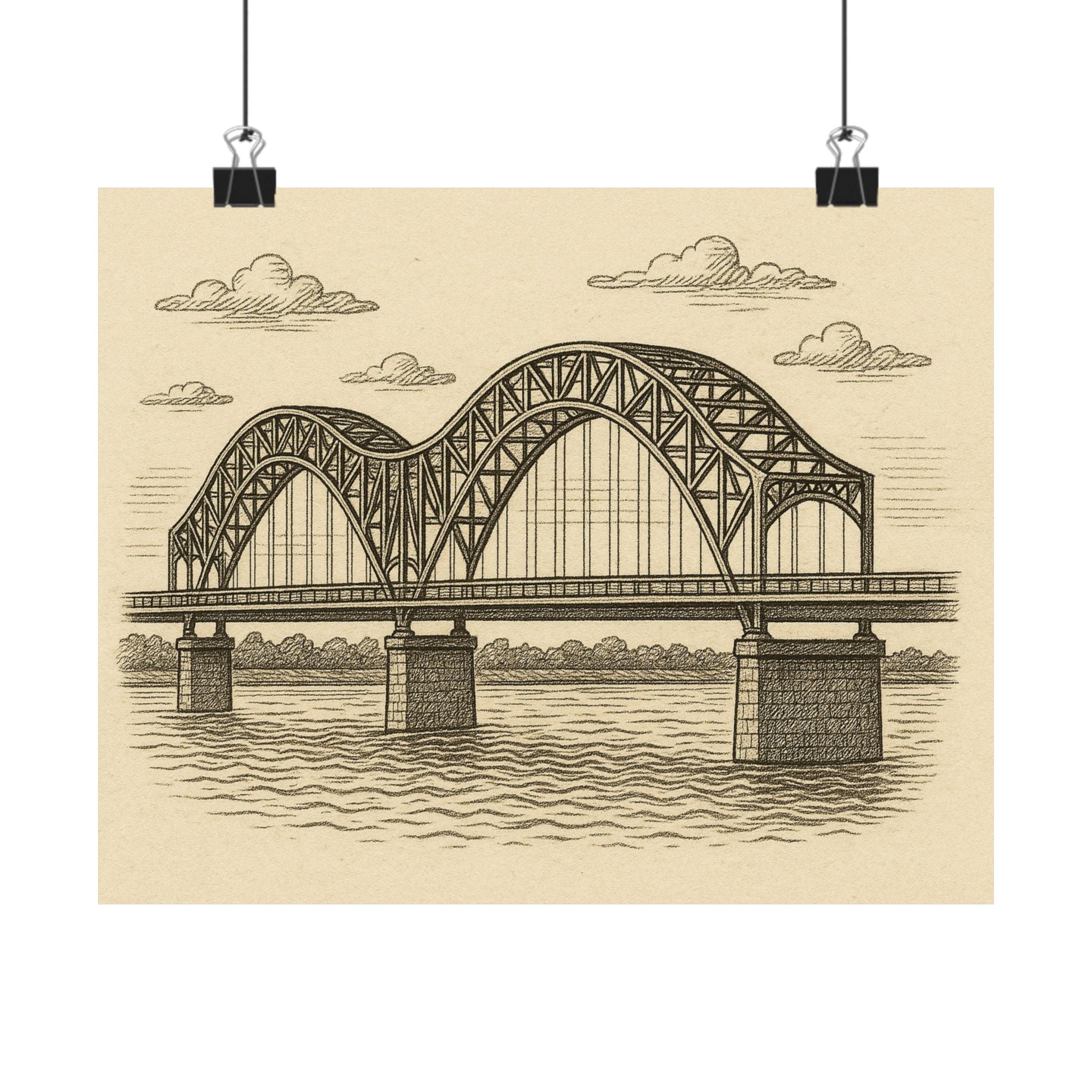 Cityscape Print - Memphis Bridge