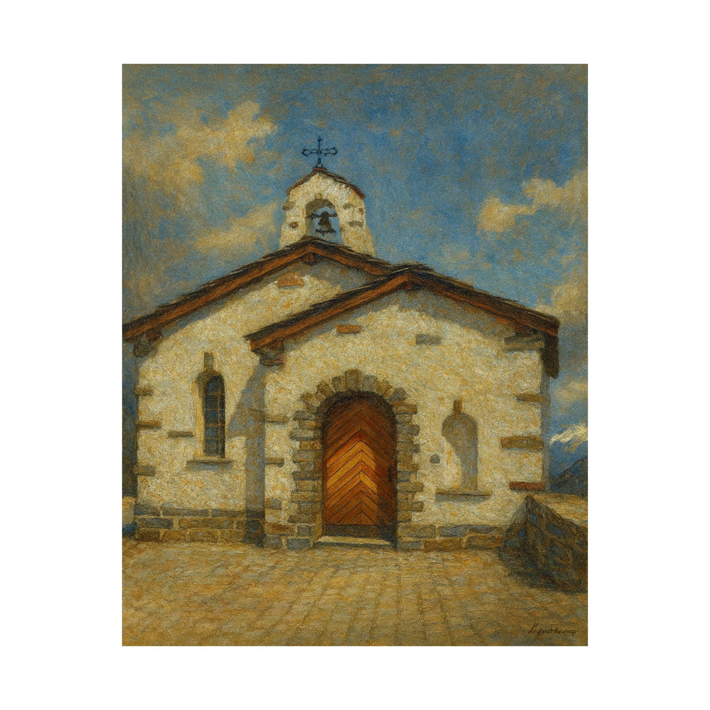 Cityscape Print - Colorful Mountain Chapel