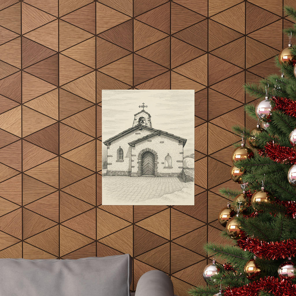 Cityscape Print - Mountain Chapel Sketch