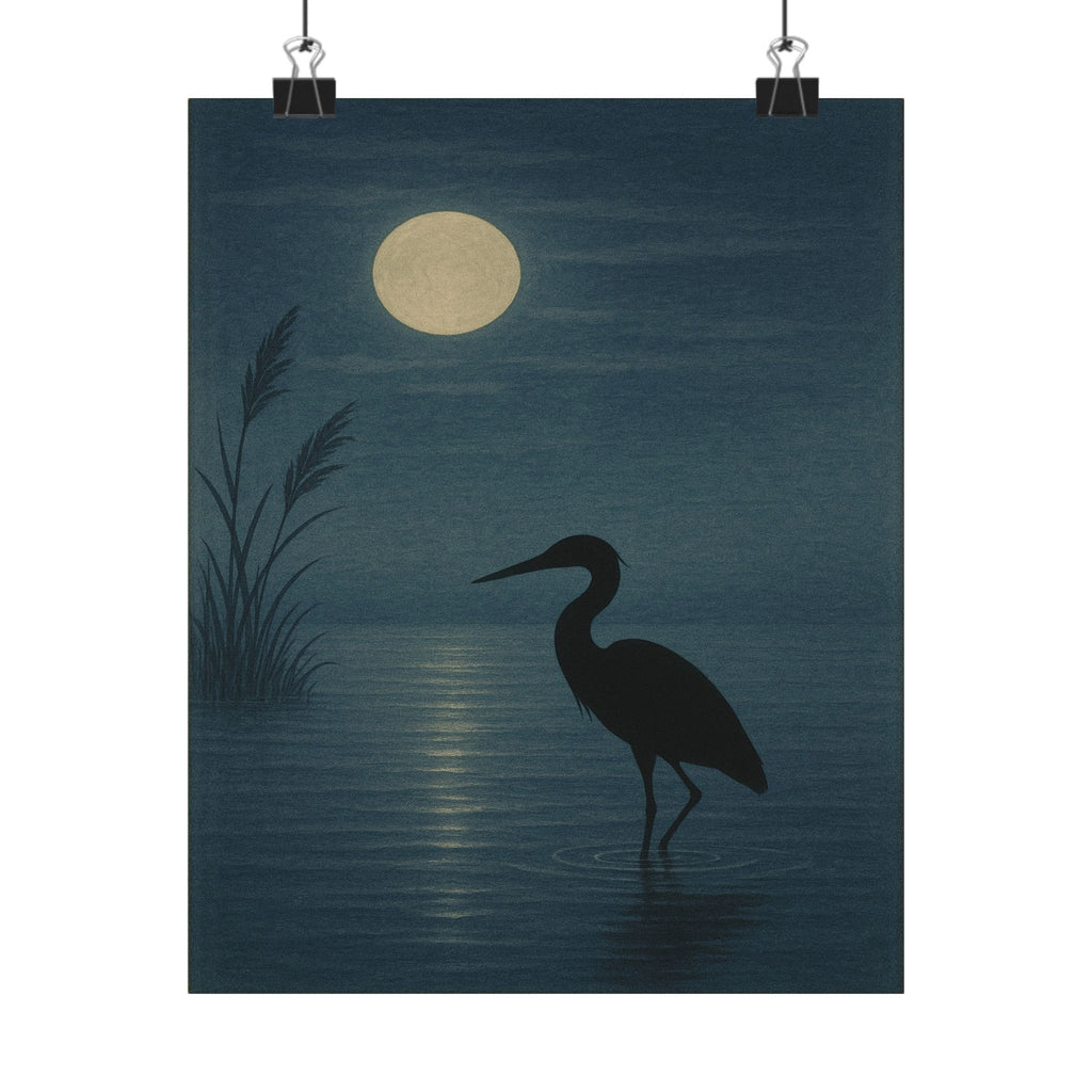 Wildlife Print - Heron in the Moonlight