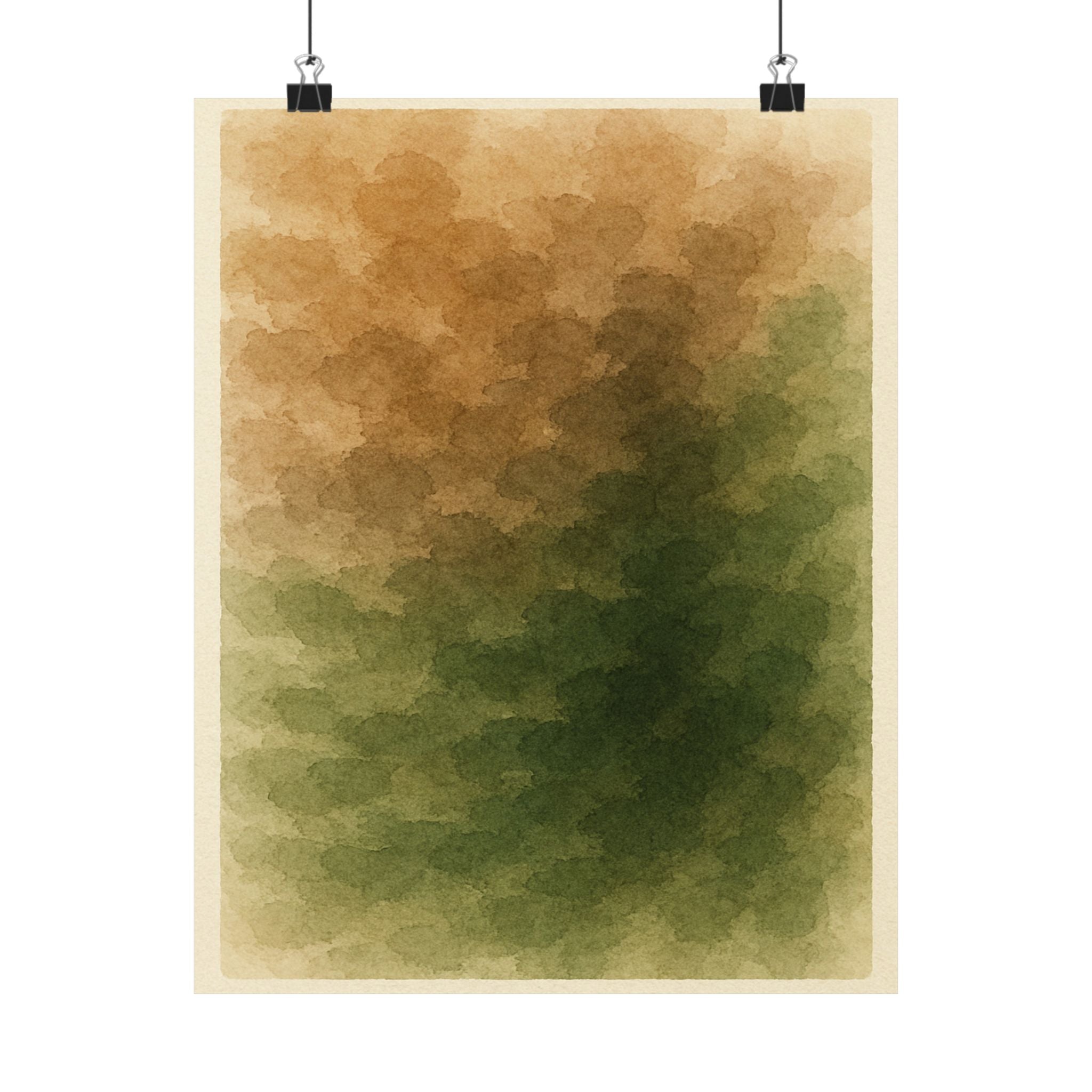 Abstract Print - Brown Green Watercolor