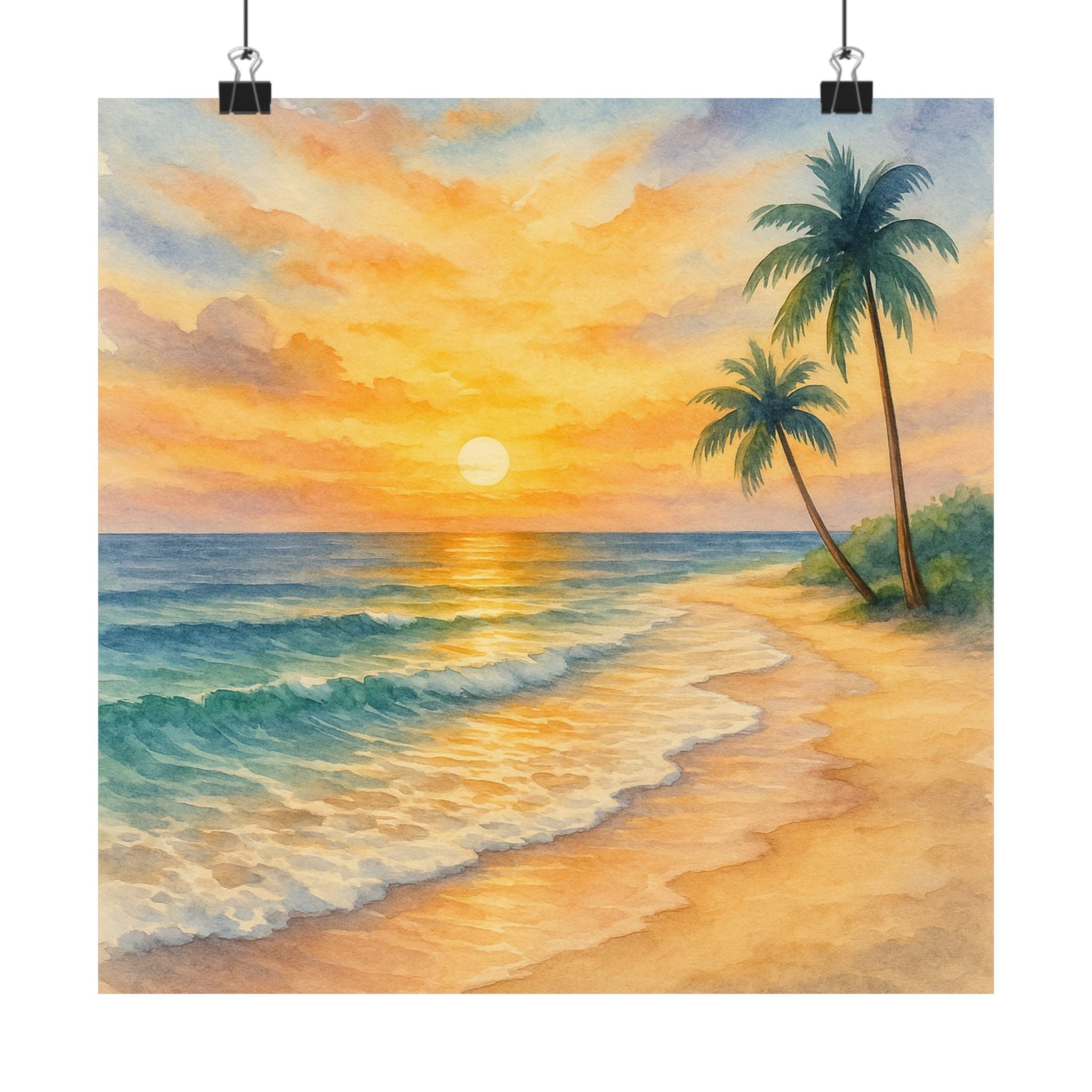 Nature Print - Watercolor Beach Sunset