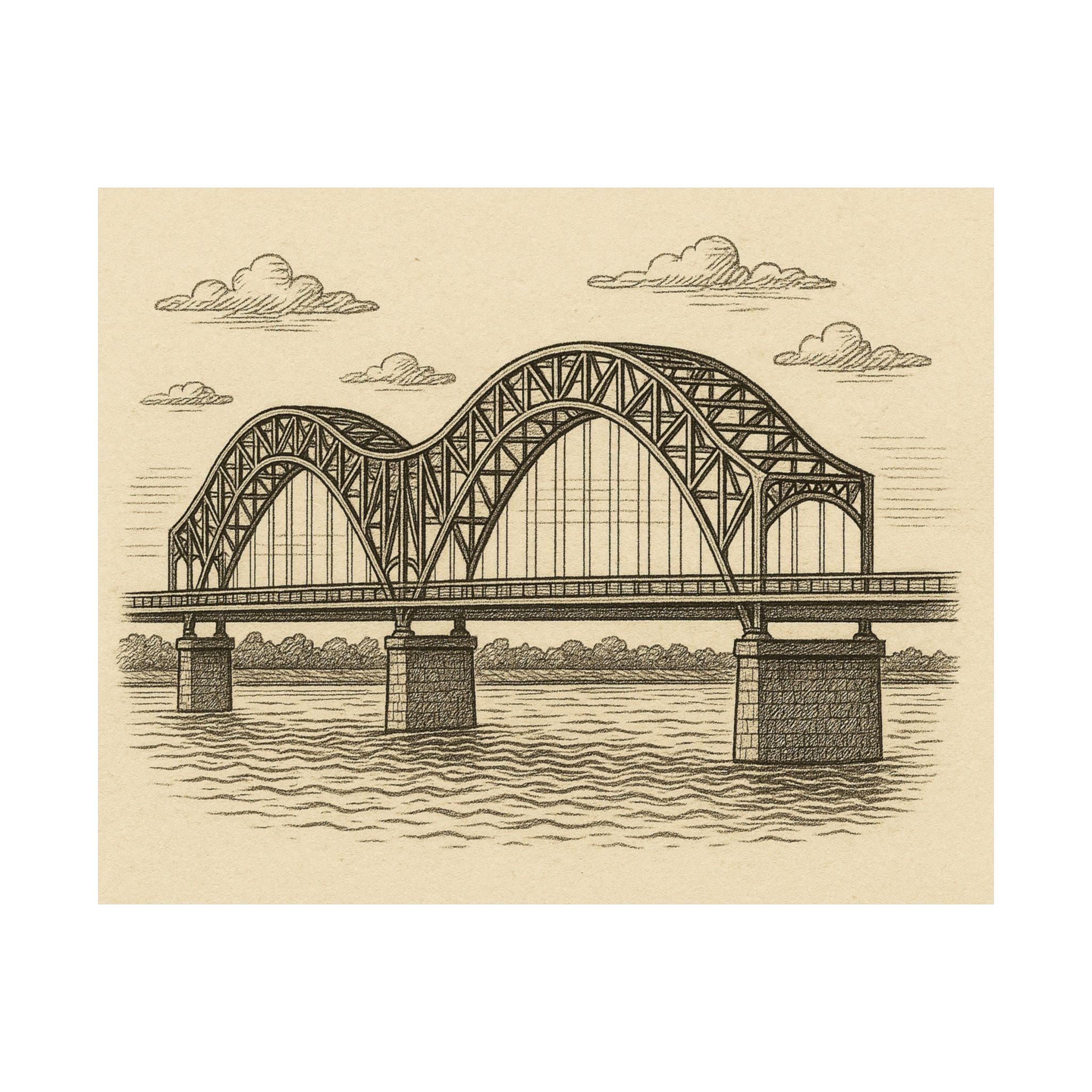 Cityscape Print - Memphis Bridge
