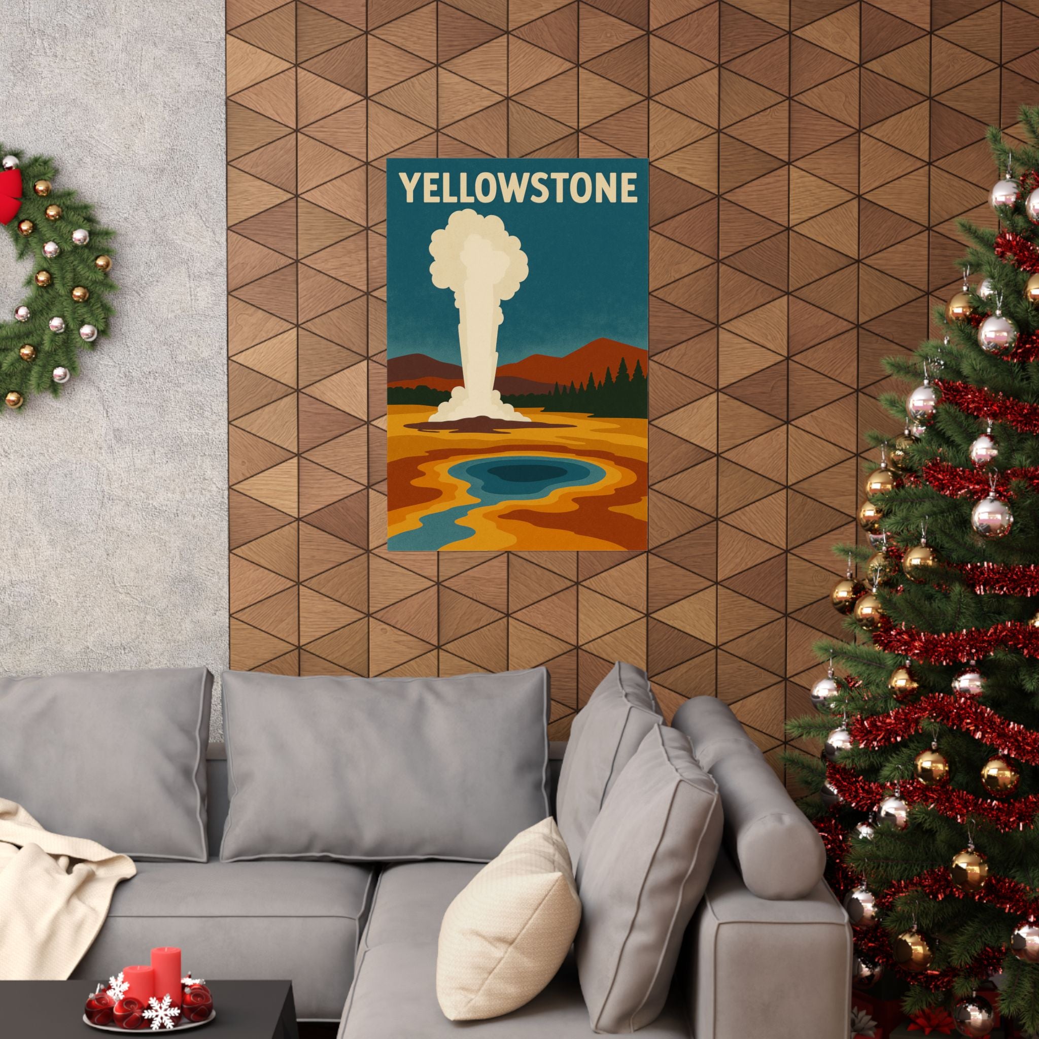 Vertical Print - Yellowstone National Park Prismatic Lake/Old Faithful