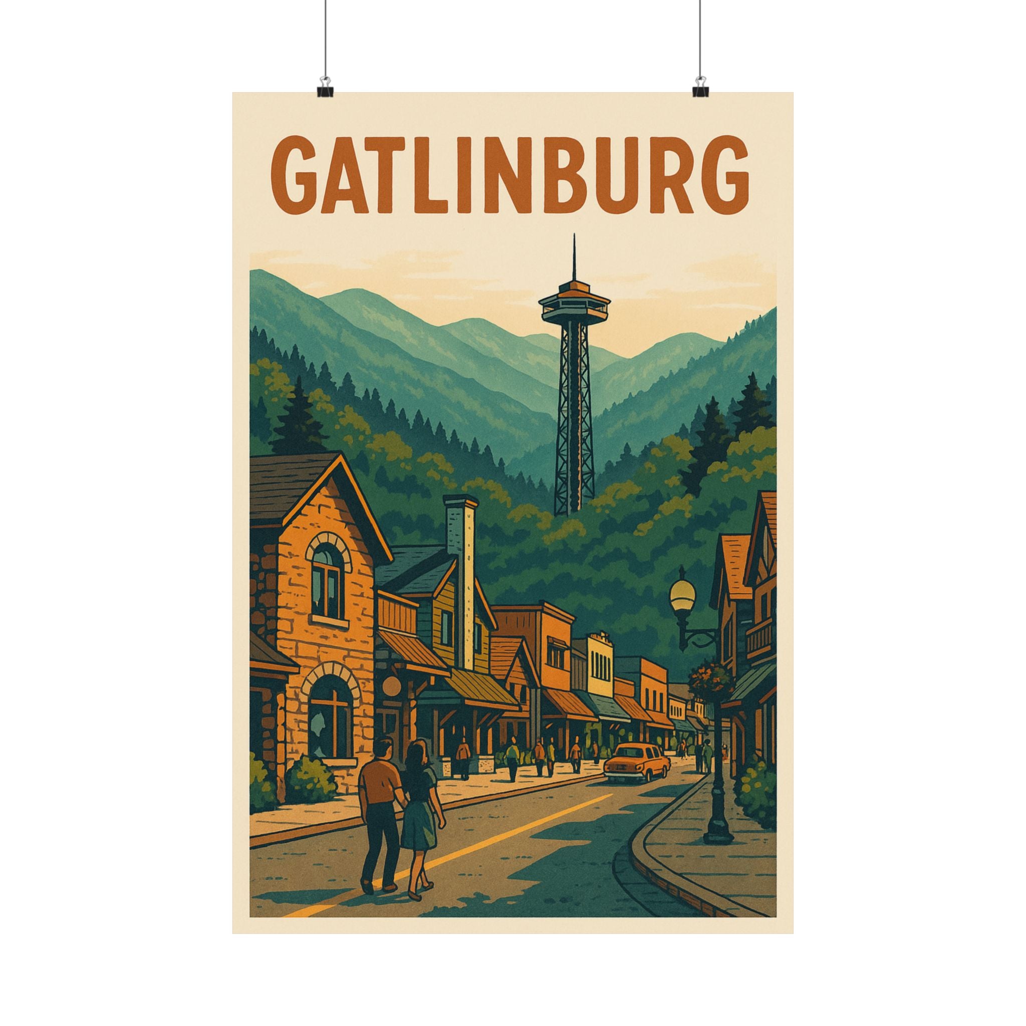 Cityscape Print - Gatlinburg Tennessee
