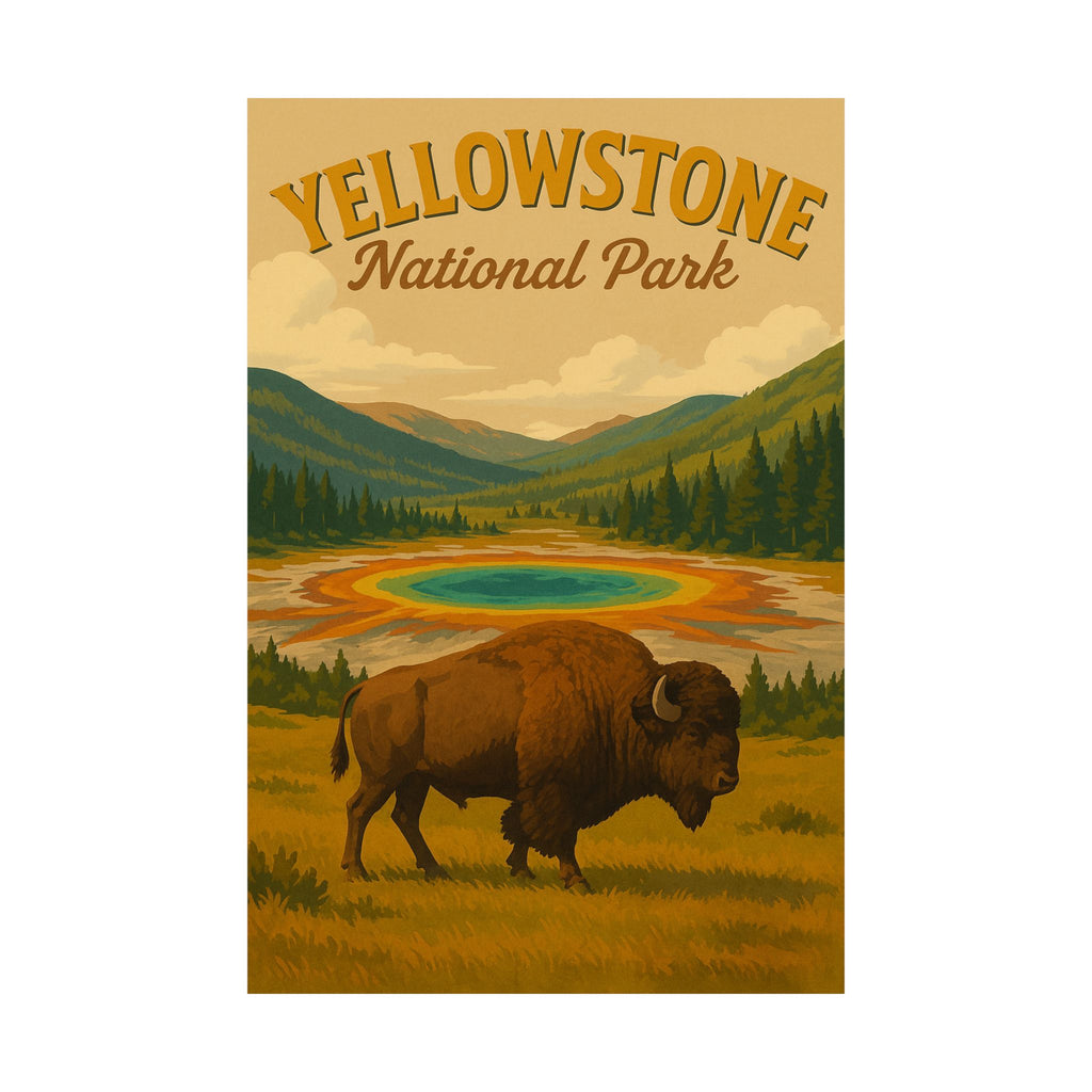 Vertical Print - Yellowstone National Park - Prismatic Lake Bison