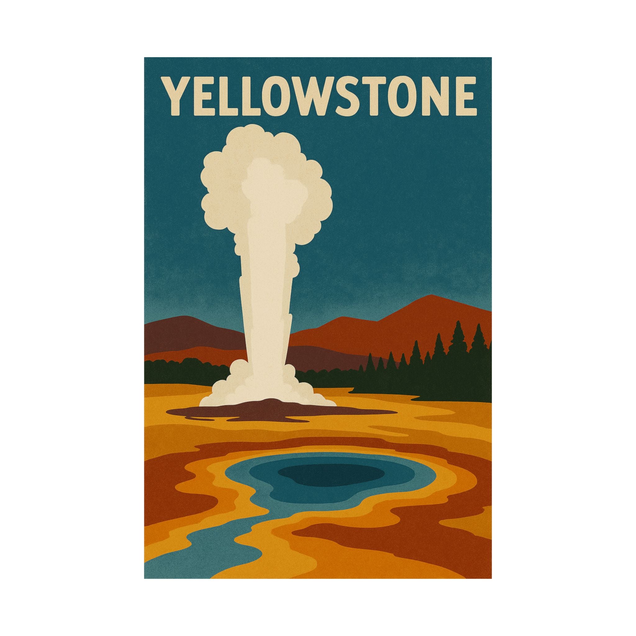 Vertical Print - Yellowstone National Park Prismatic Lake/Old Faithful