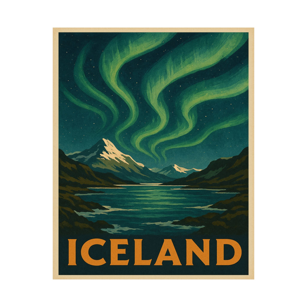 Cityscape Print - Iceland Northern Lights