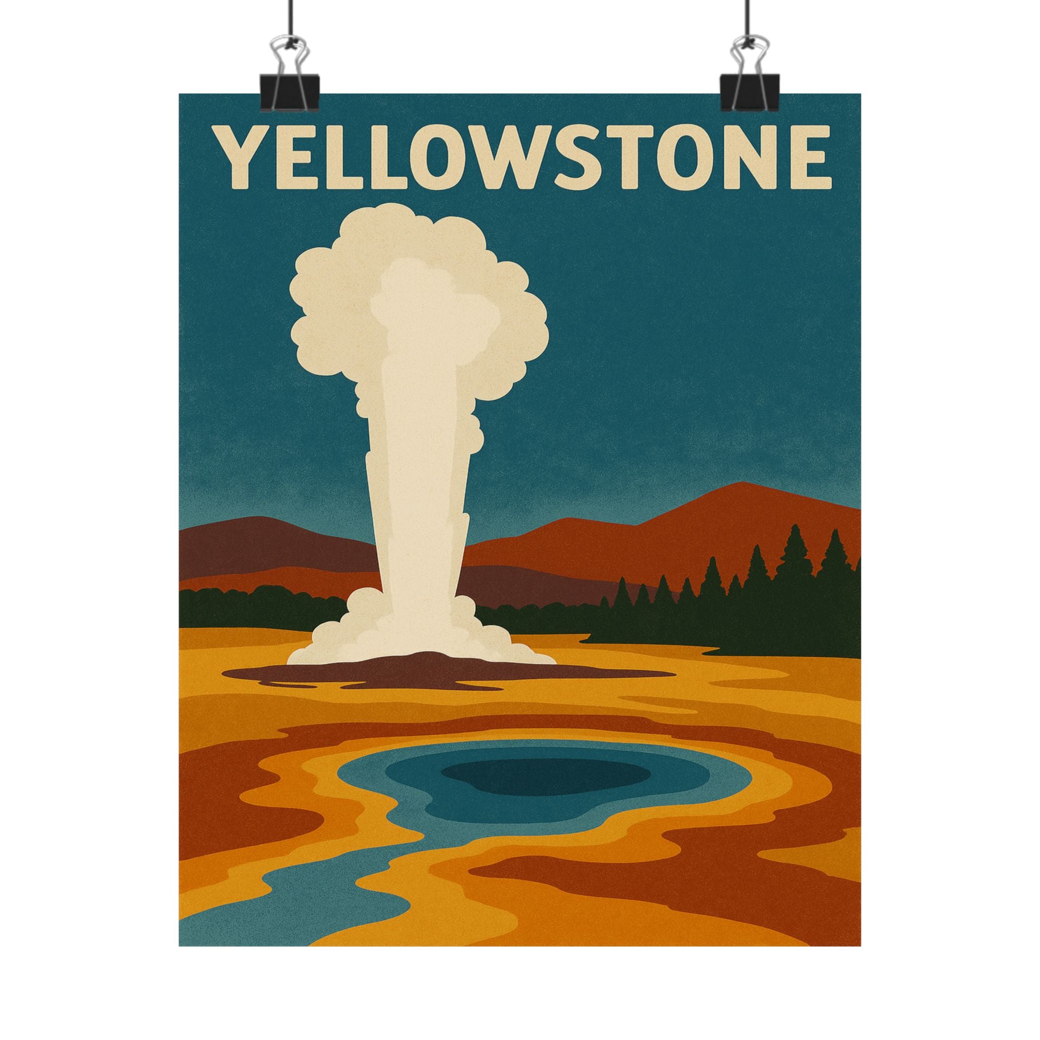 Vertical Print - Yellowstone National Park Prismatic Lake/Old Faithful