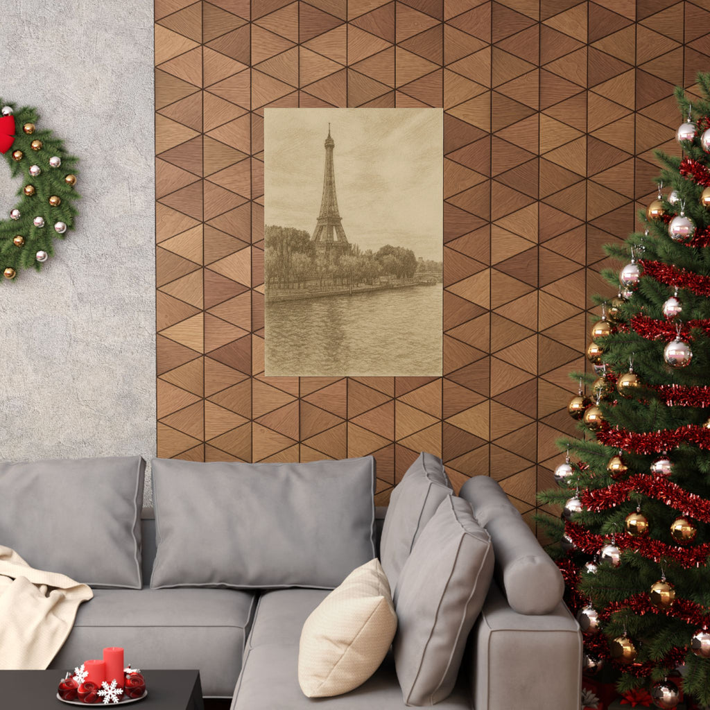 Cityscape Print - Paris Seine River Sketch