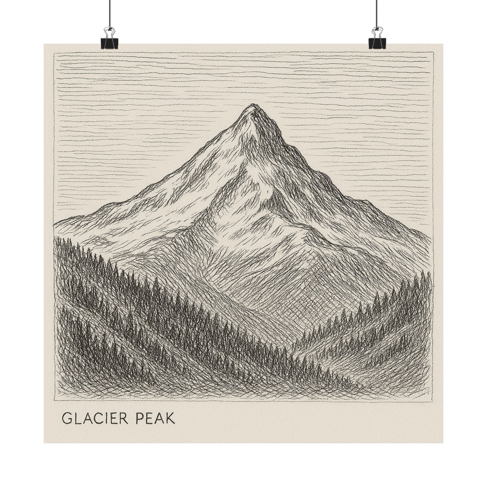 Nature Print - Glacier Peak Sketch