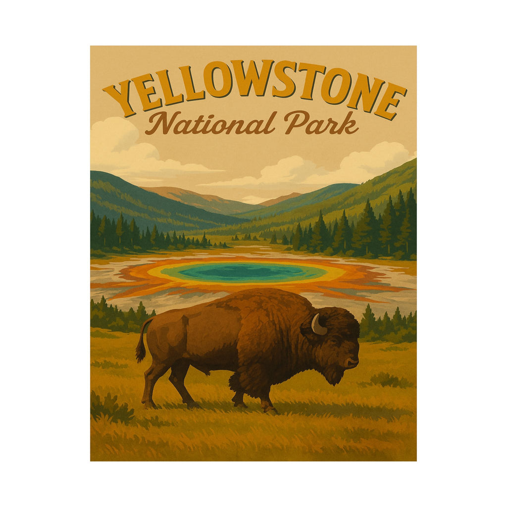 Vertical Print - Yellowstone National Park - Prismatic Lake Bison