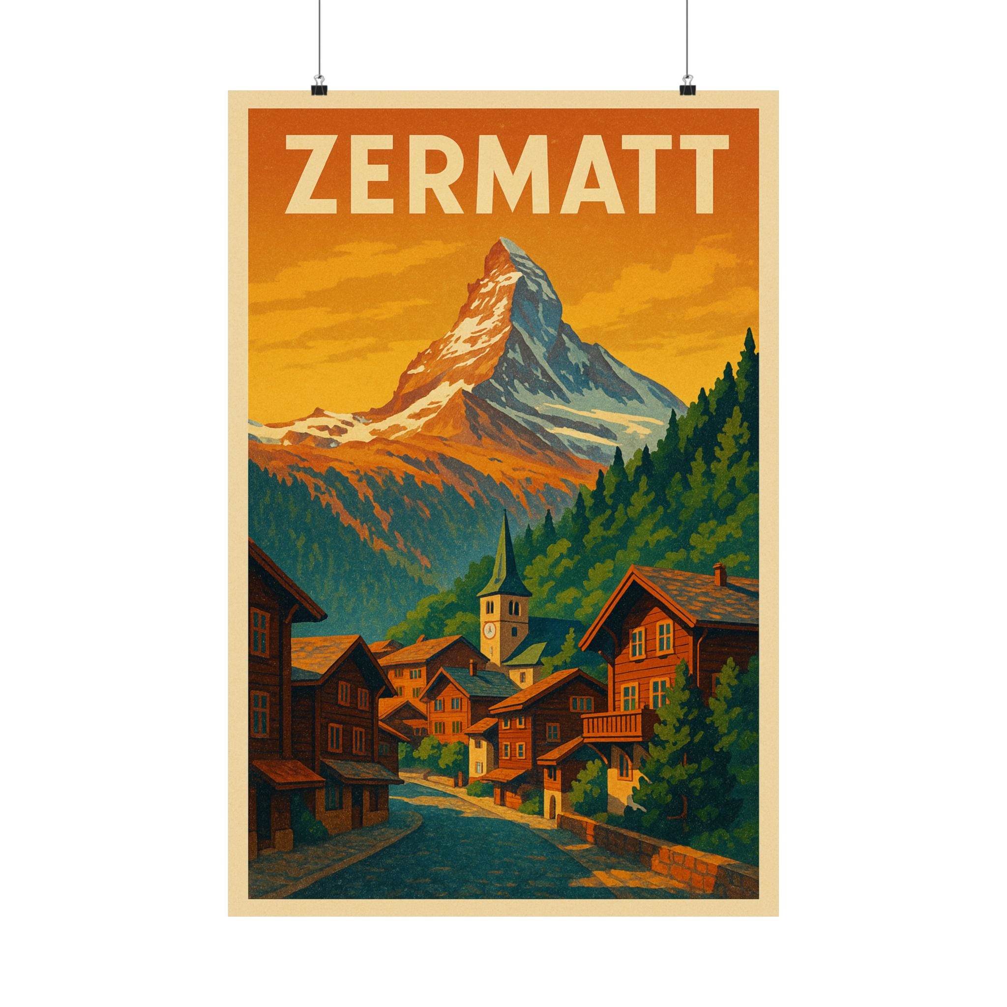 Cityscape Print - Zermatt Matterhorn