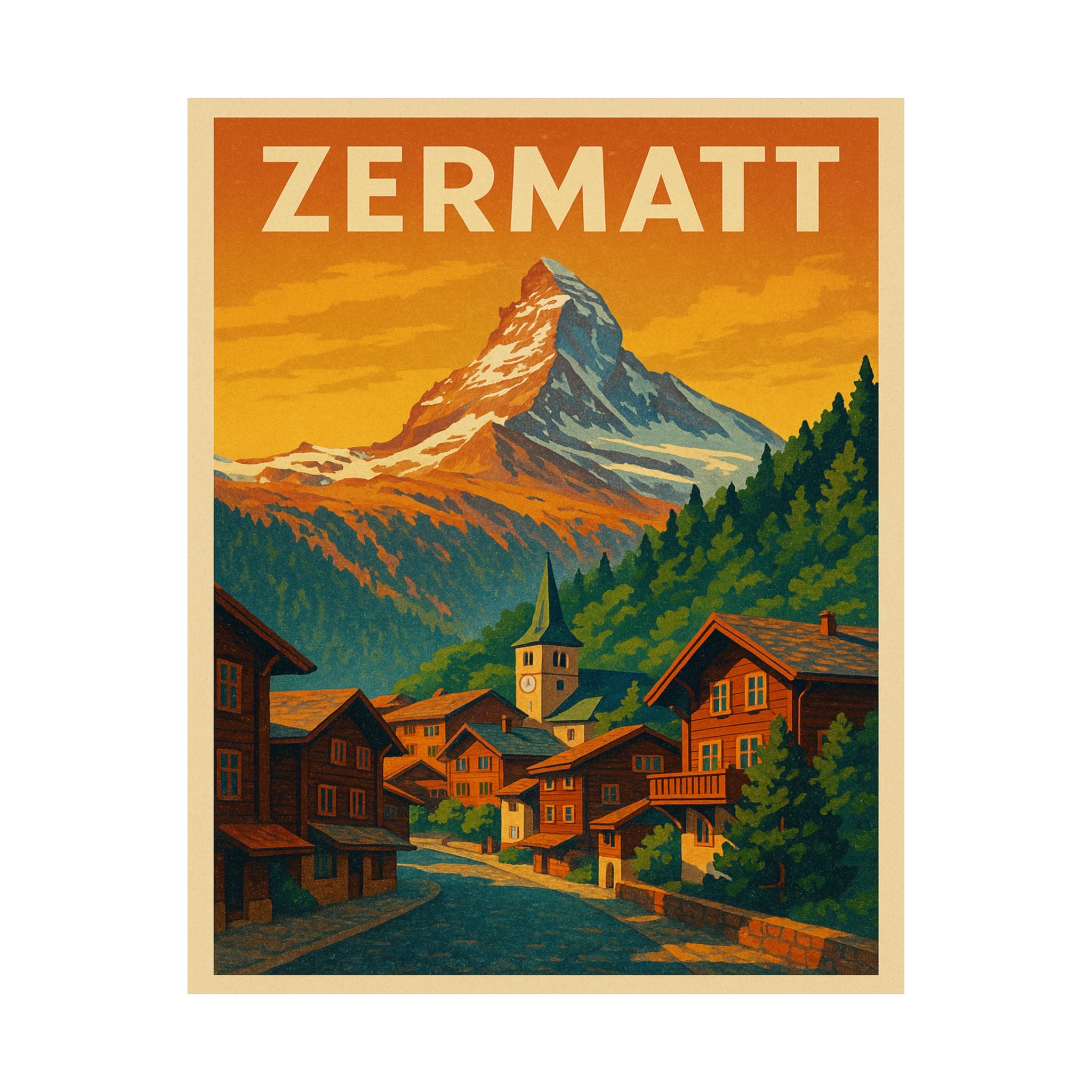 Cityscape Print - Zermatt Matterhorn