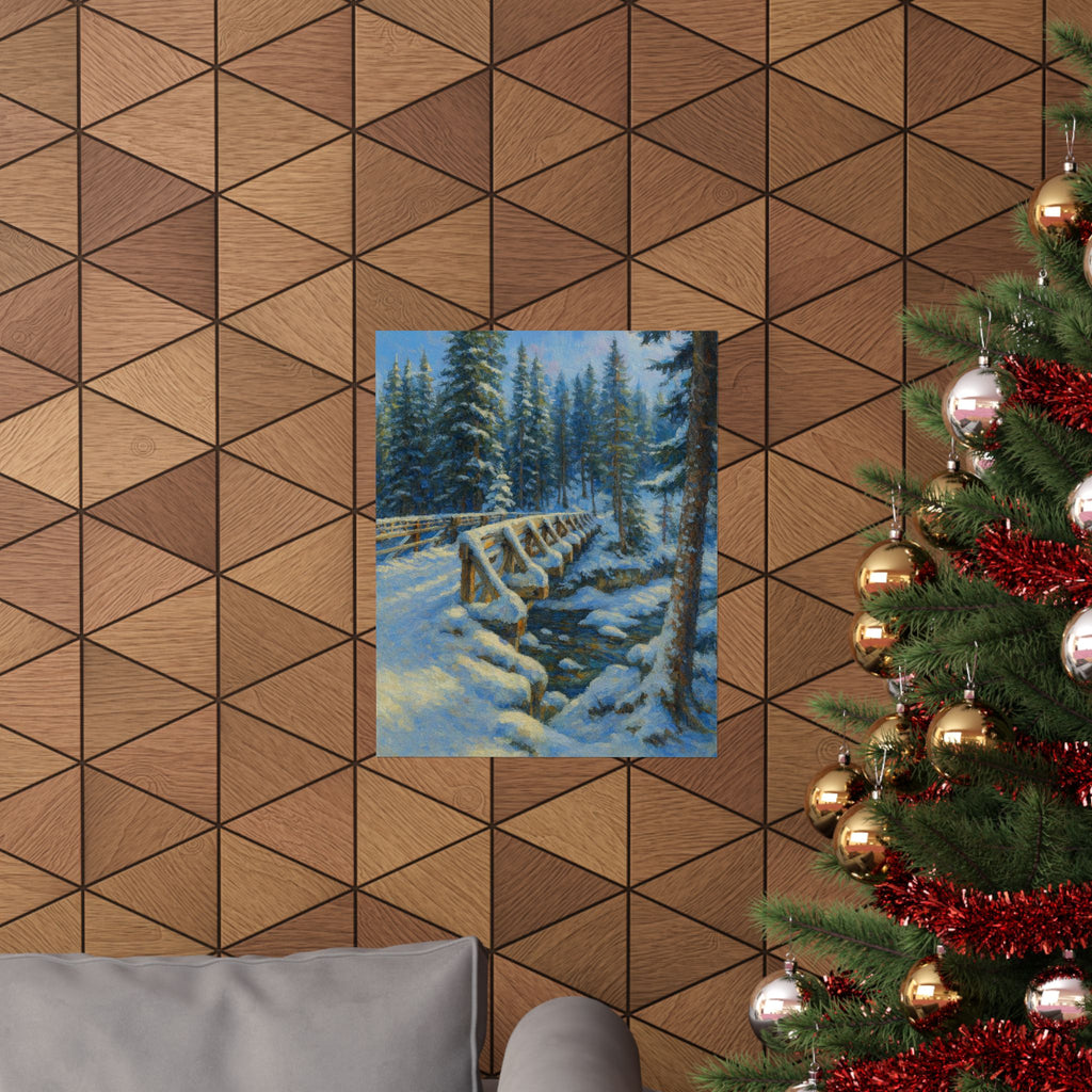 Nature Print Snowy Bridge