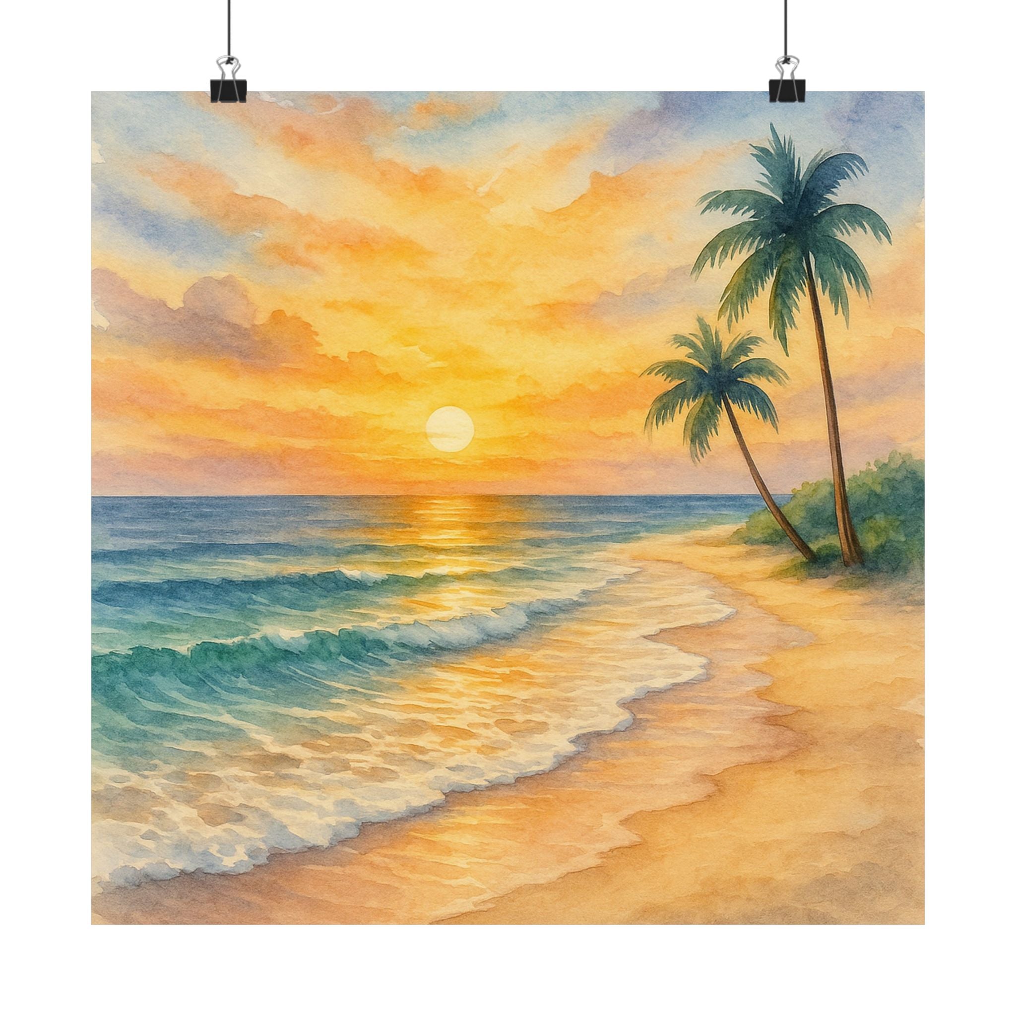 Nature Print - Watercolor Beach Sunset