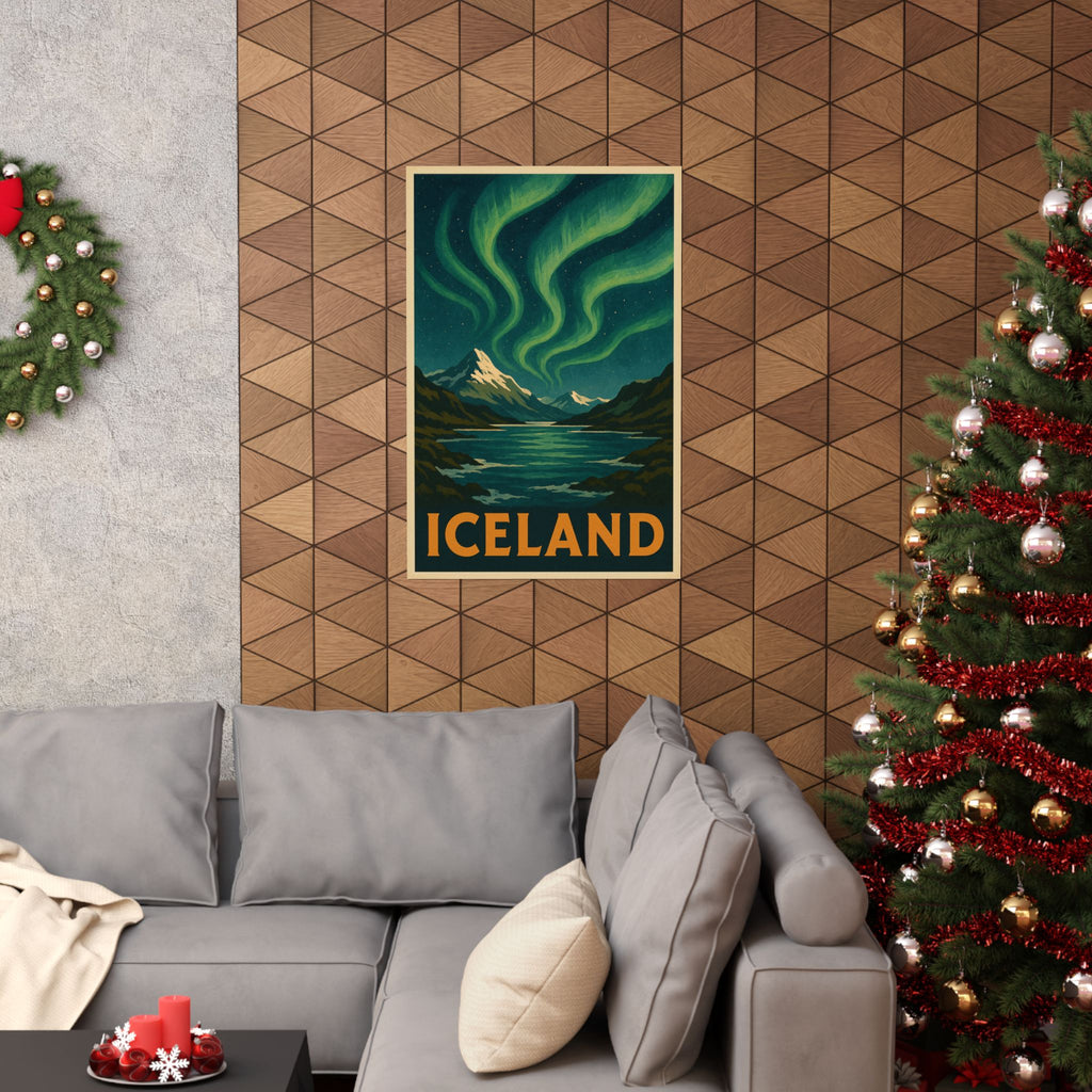 Cityscape Print - Iceland Northern Lights